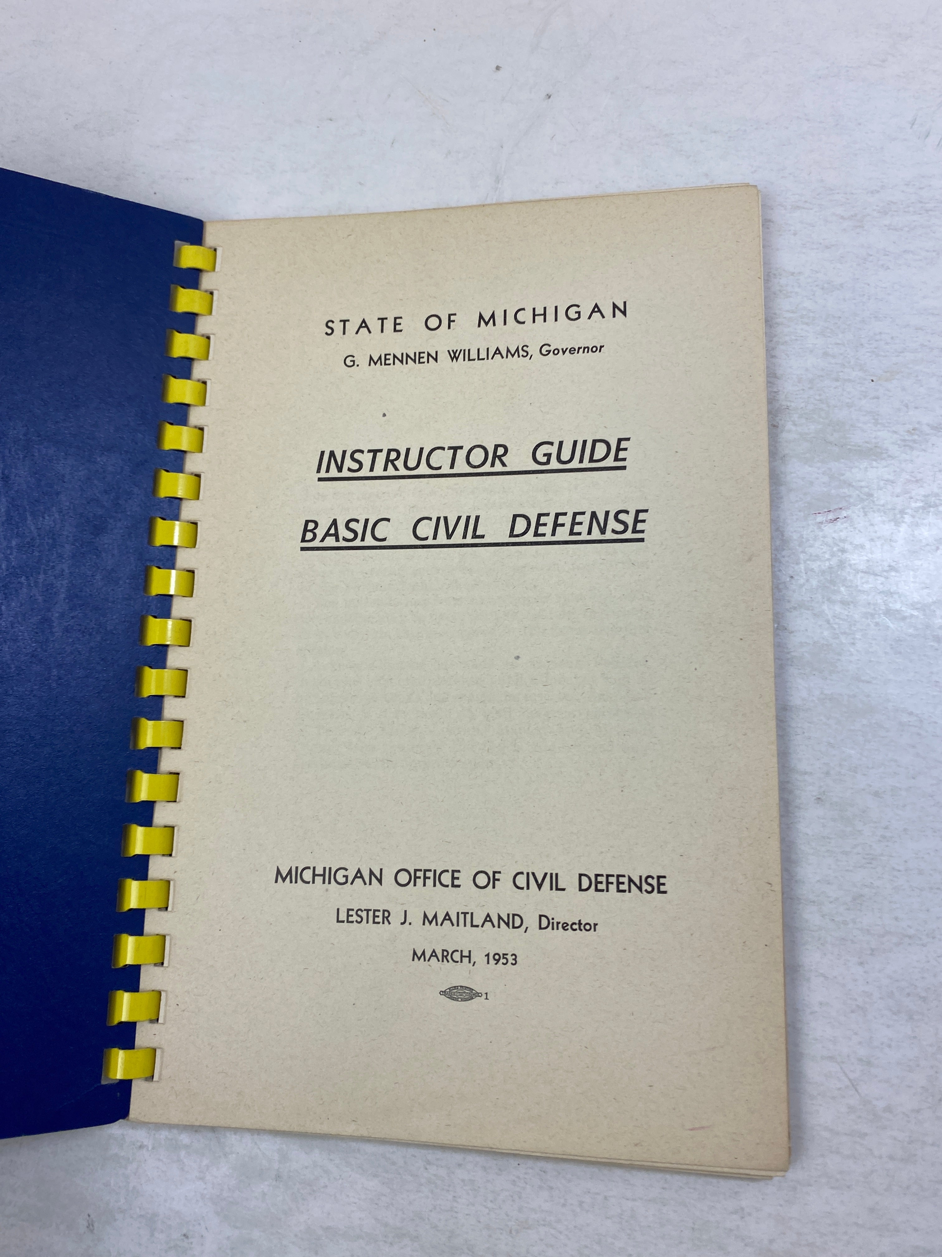 Basic Instructor Guide Michigan Civil Defense Atomic Age Spiral 1953