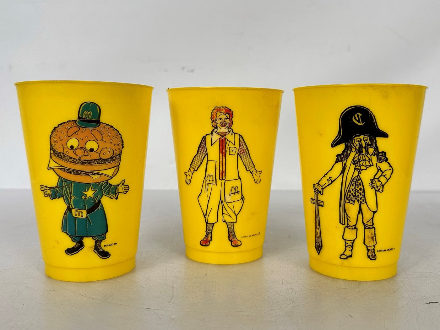 Lot of 3 Vintage McDonald's Yellow Character Cups