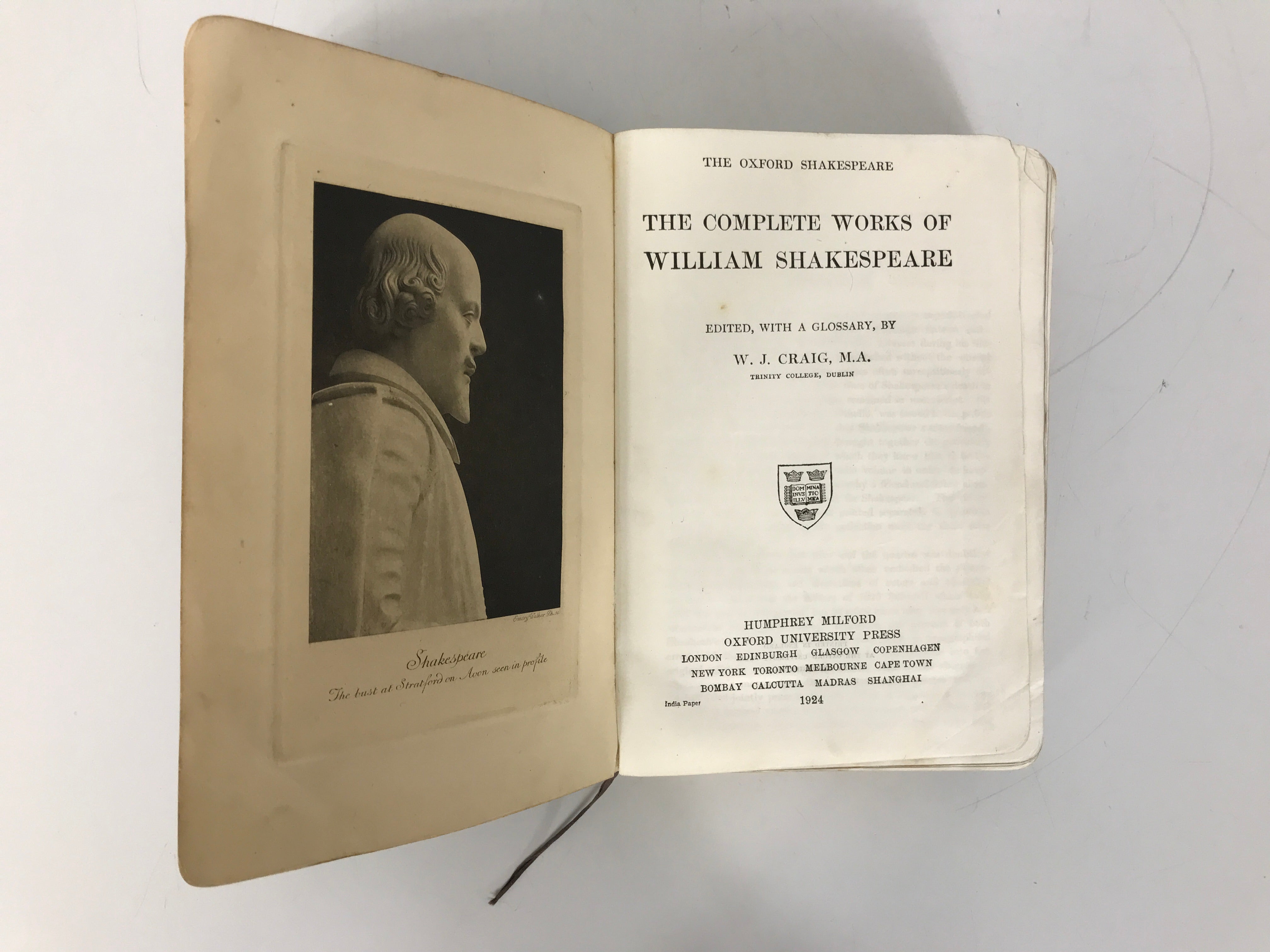 The Complete Works of William Shakespeare by W.J. Craig 1924 Rare SC