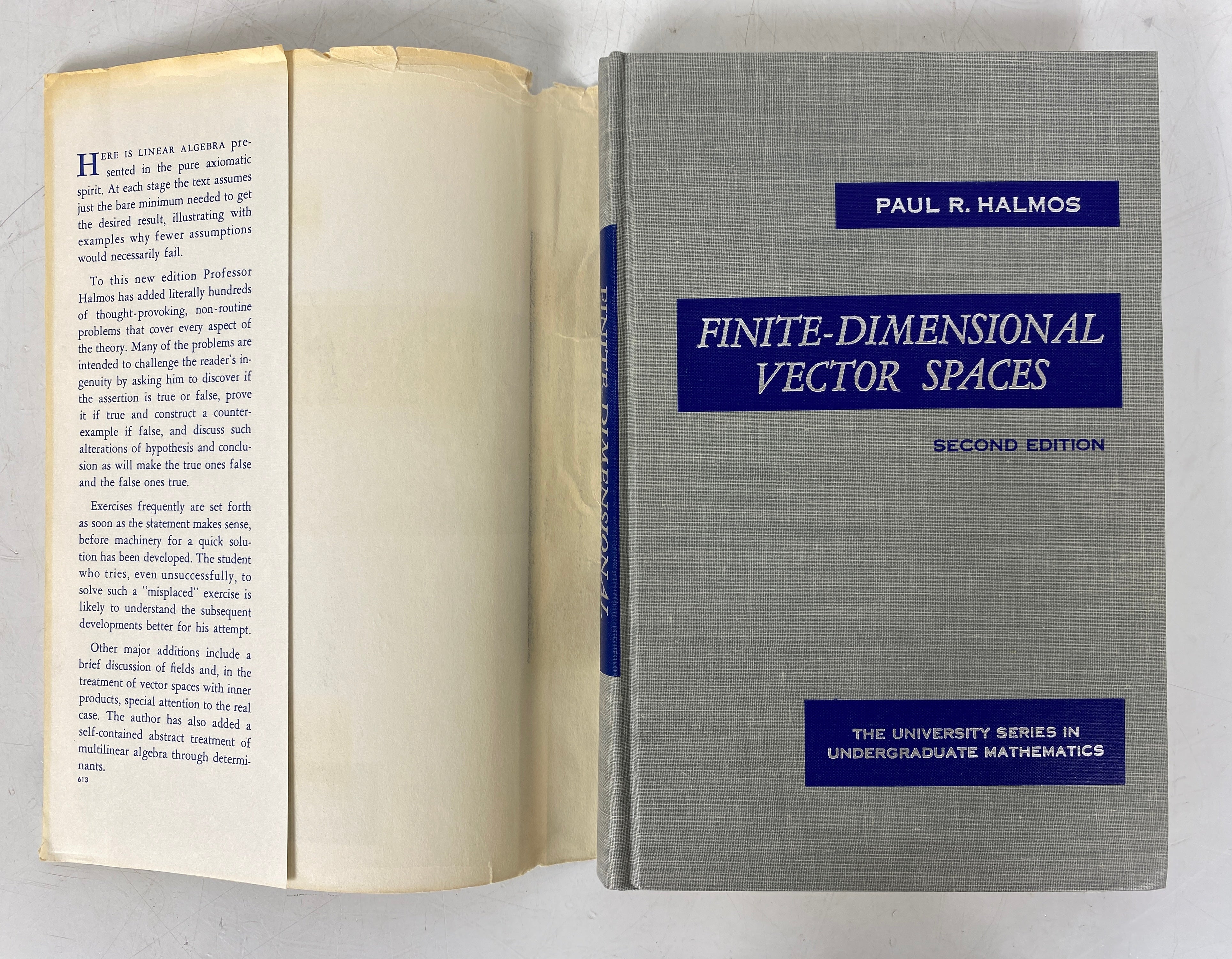 Finite-Dimensional Vector Spaces by Paul Halmos 1958 HC DJ