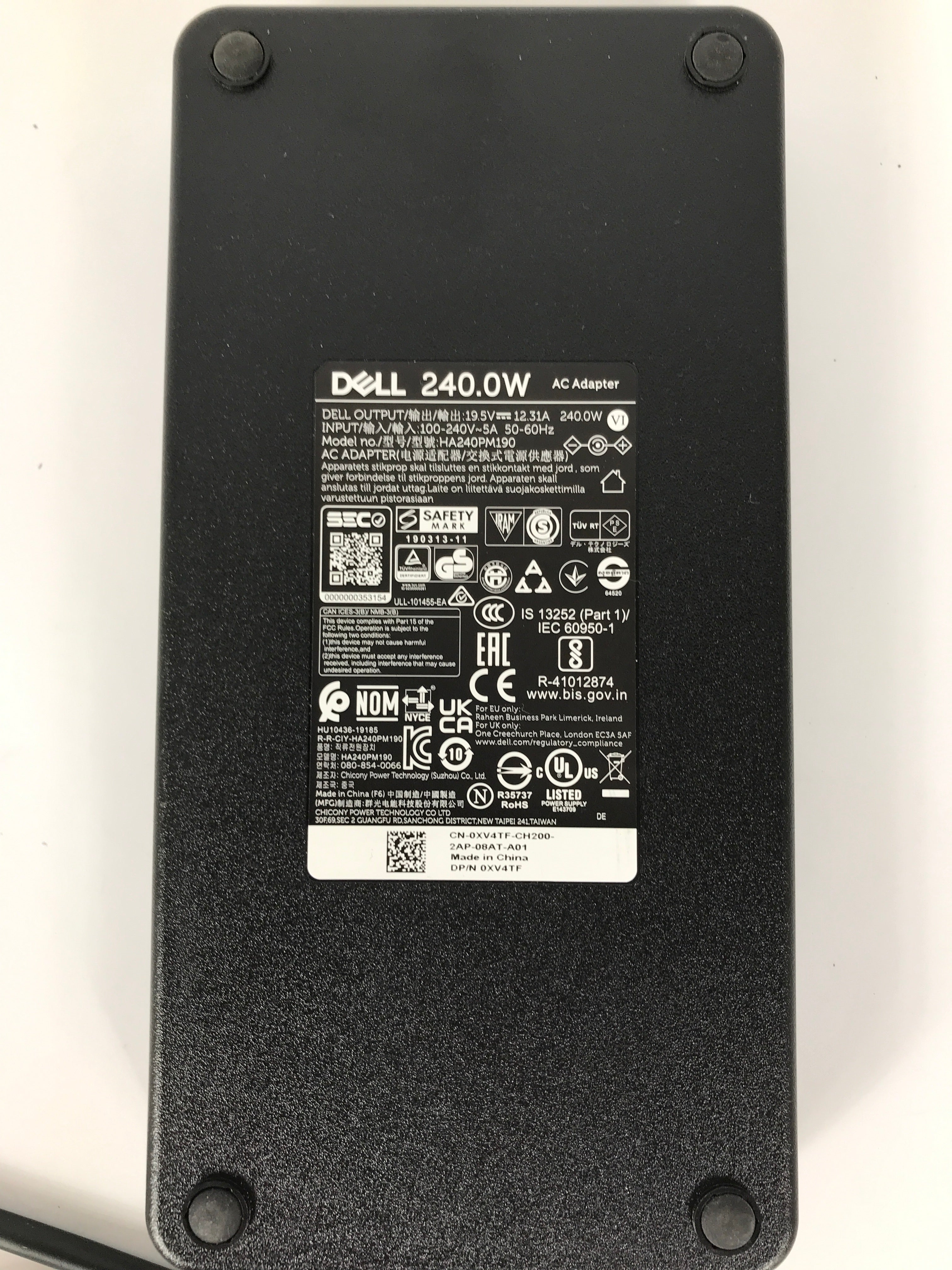 Dell HA240PM190 240W 19.5V 12.3A AC Adapter