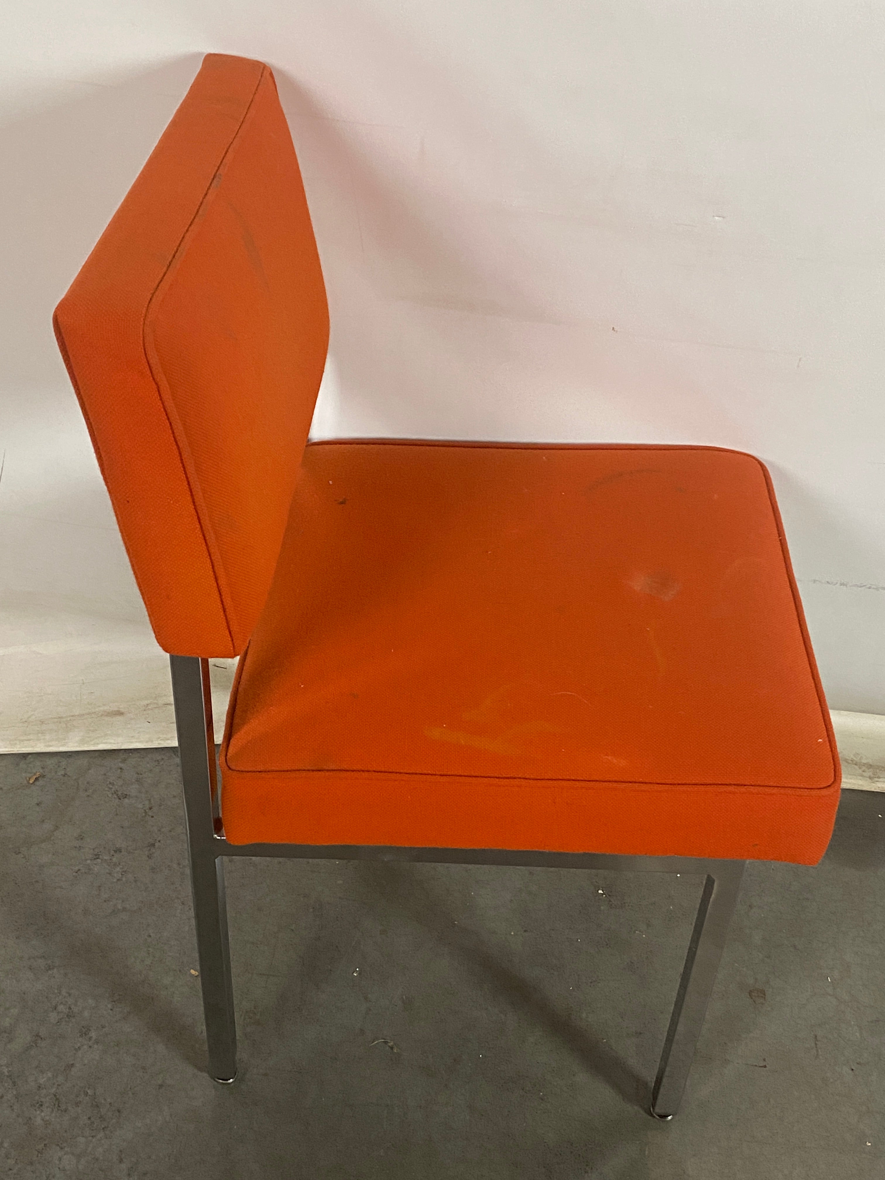 Metal Frame Orange Upholstered Chair