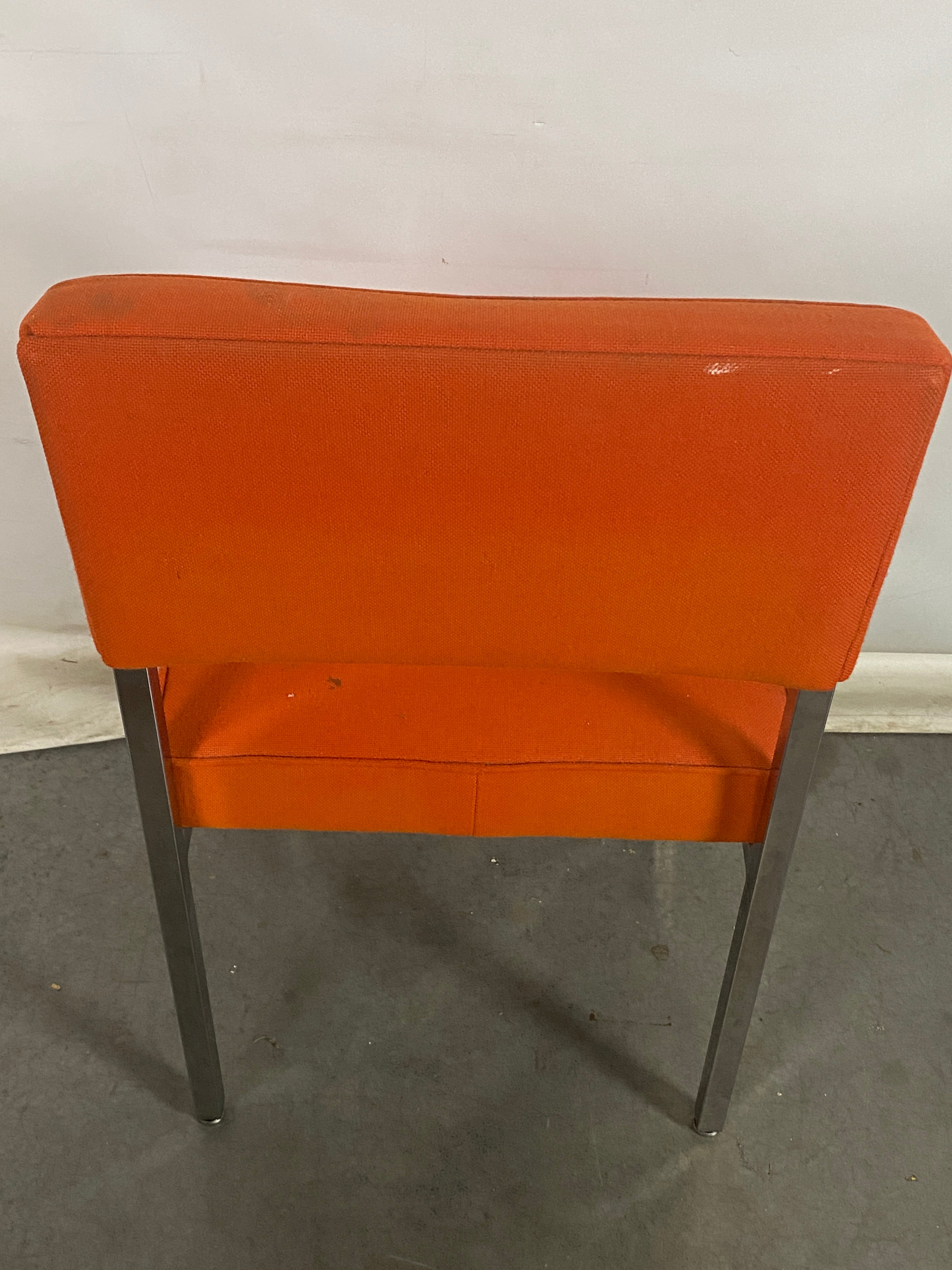 Metal Frame Orange Upholstered Chair