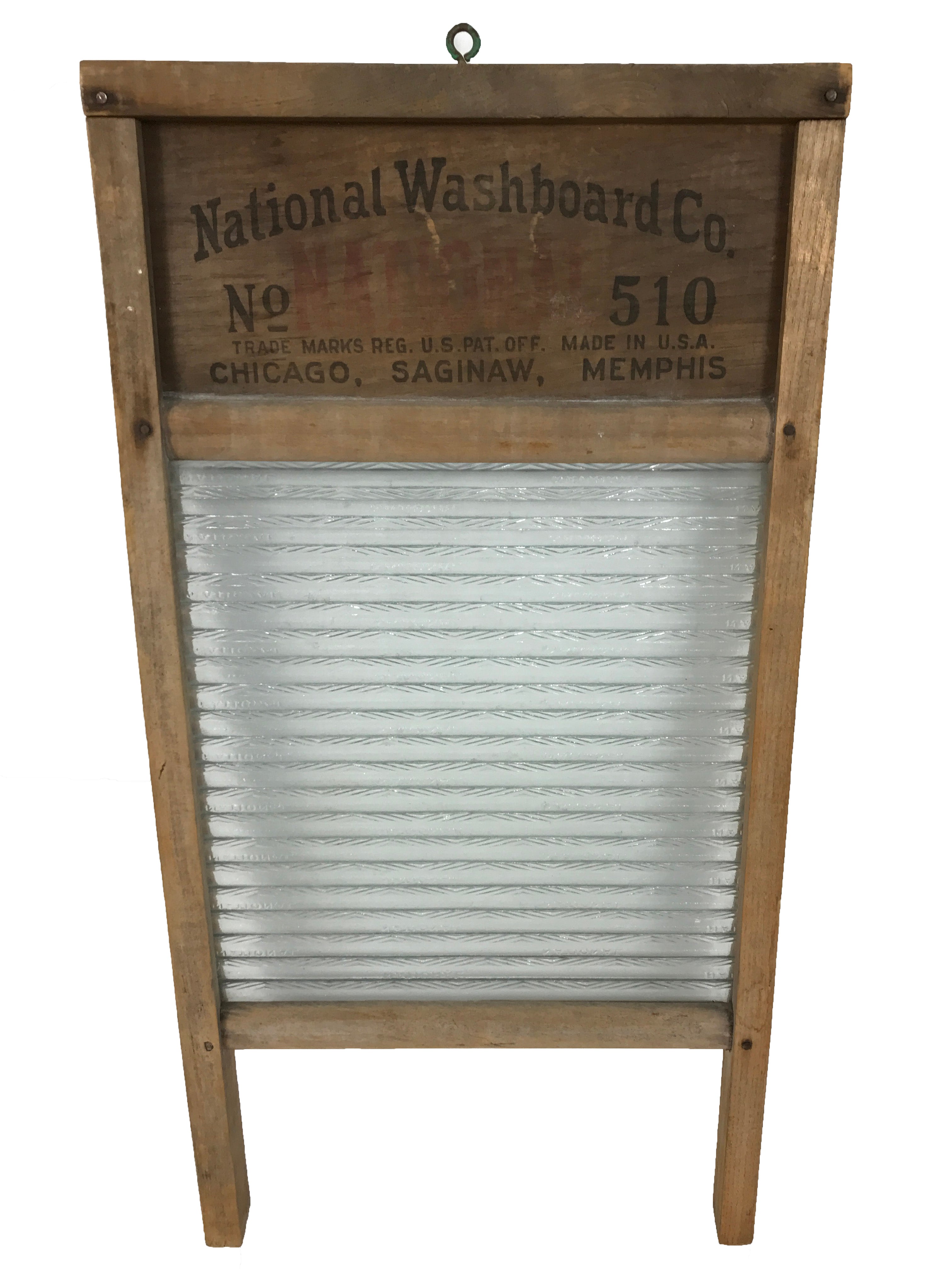 Antique Atlantic No. 510 Washboard by National with Ribbed Glass