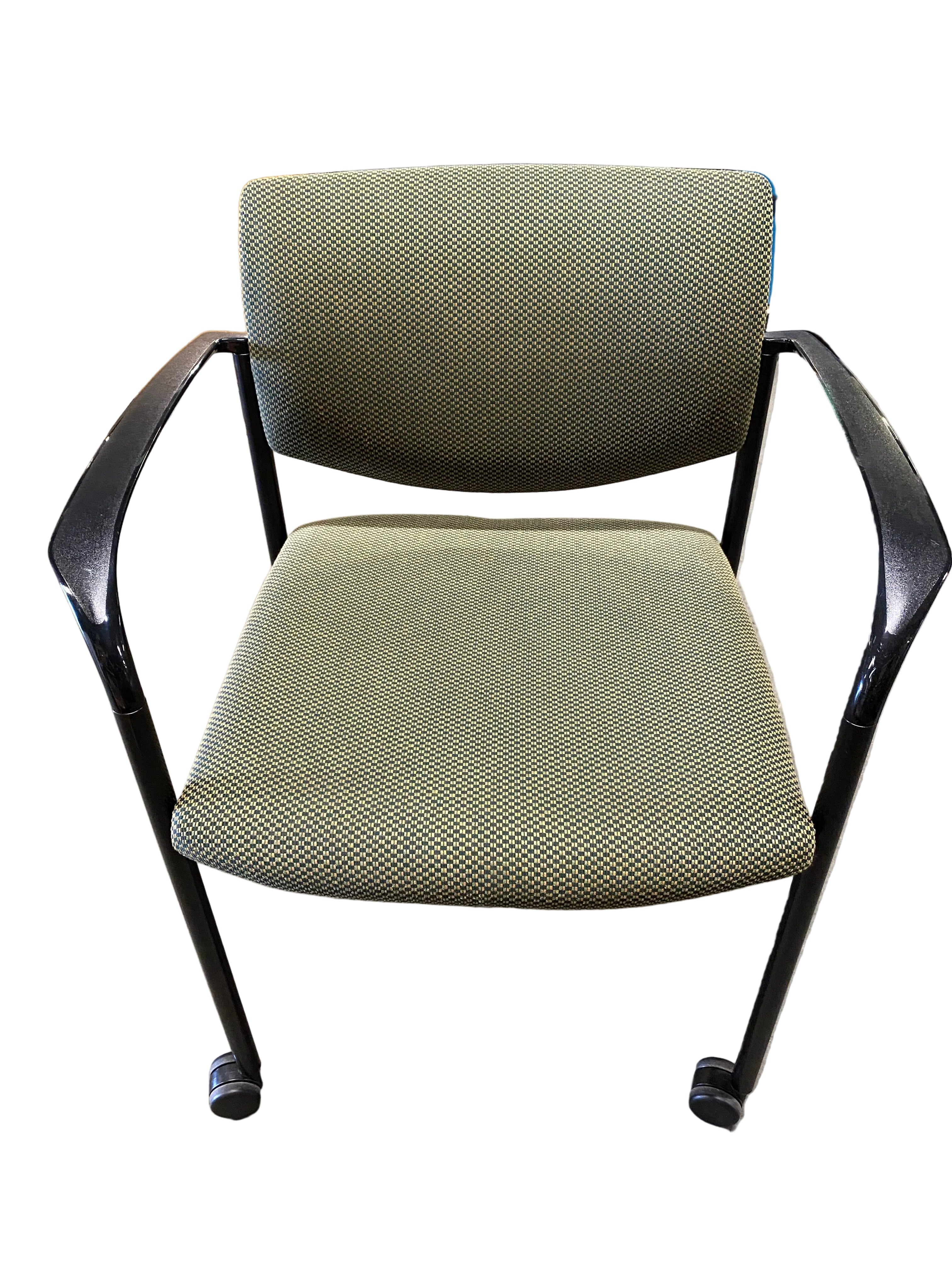Steelcase Green Upholstery Rolling Stacking Chair