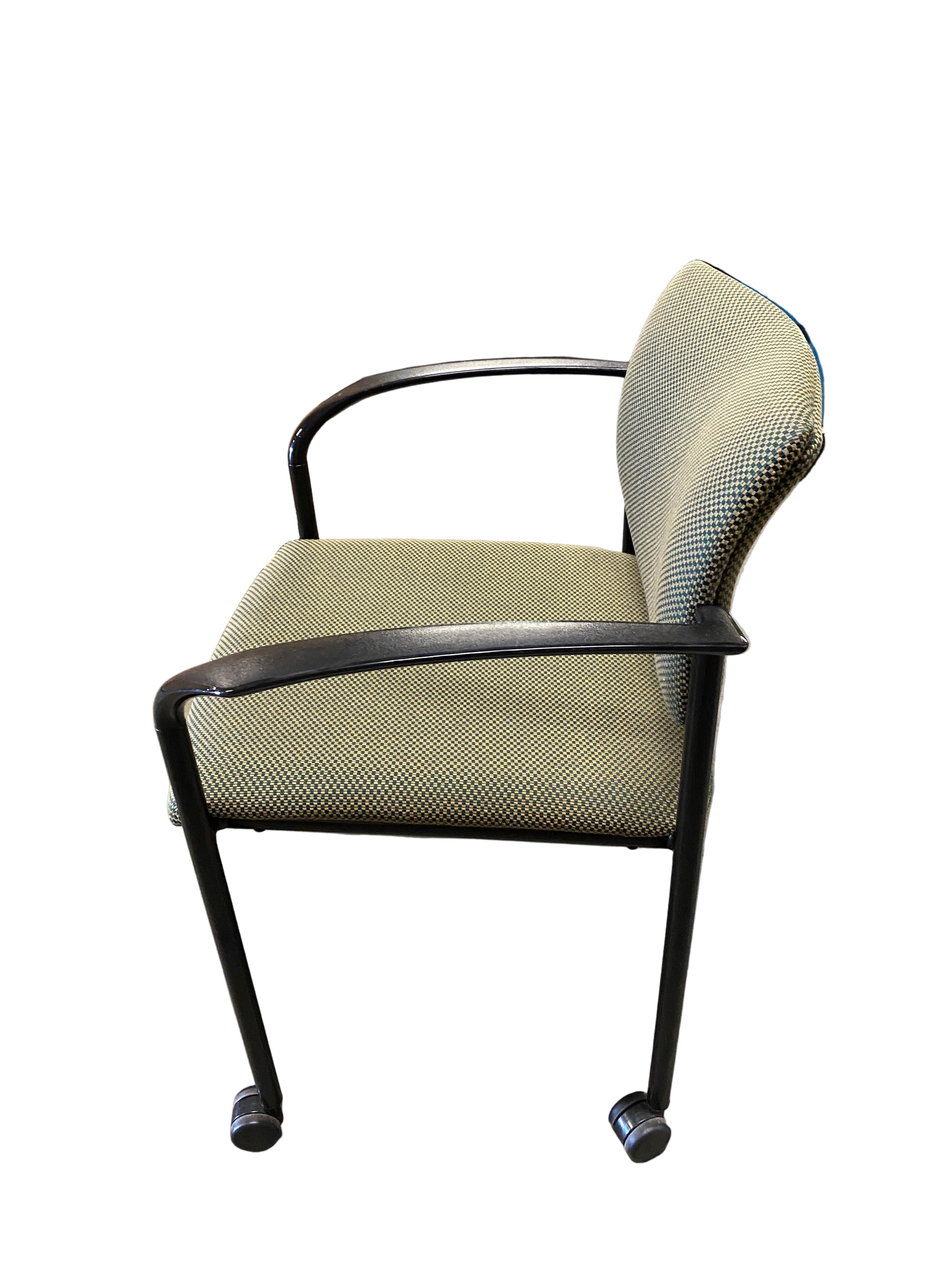 Steelcase Green Upholstery Rolling Stacking Chair