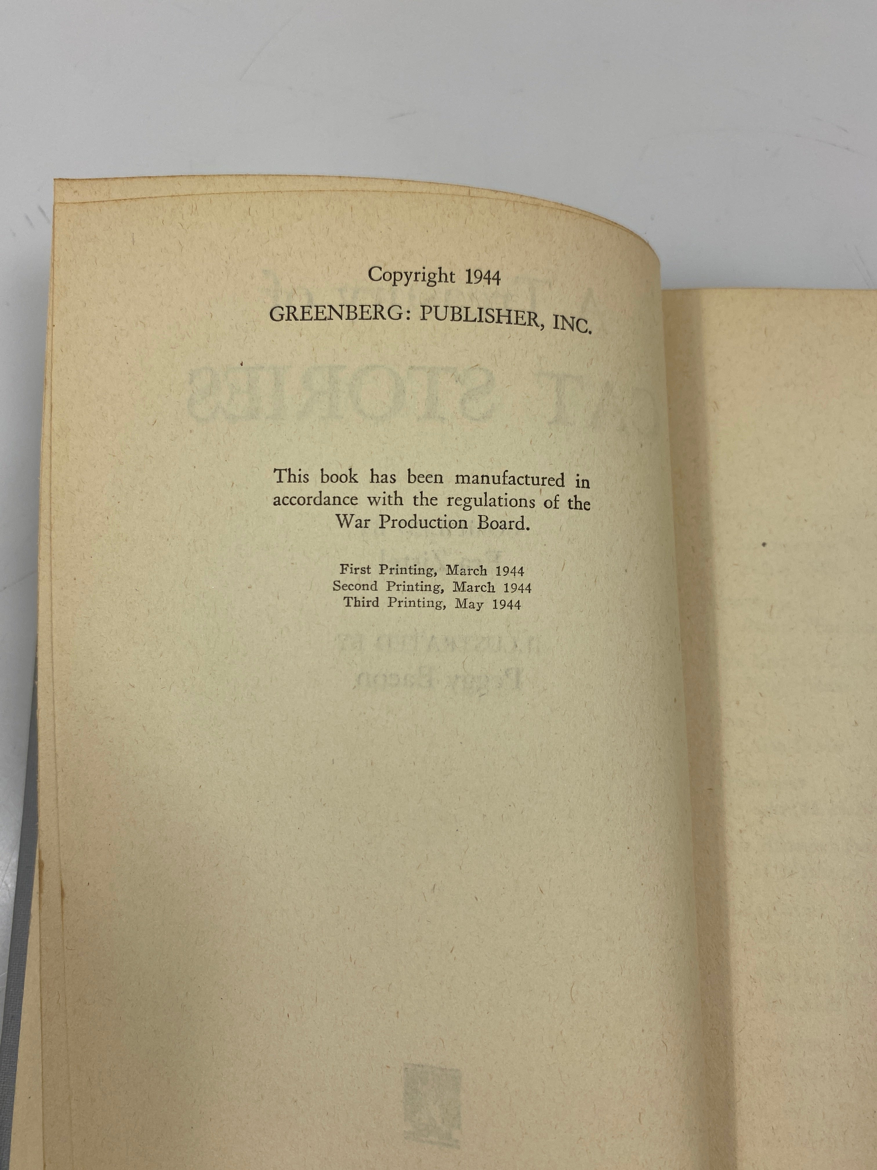 A Treasury of Cat Stories Compiled by Era Zistel 1944 HC