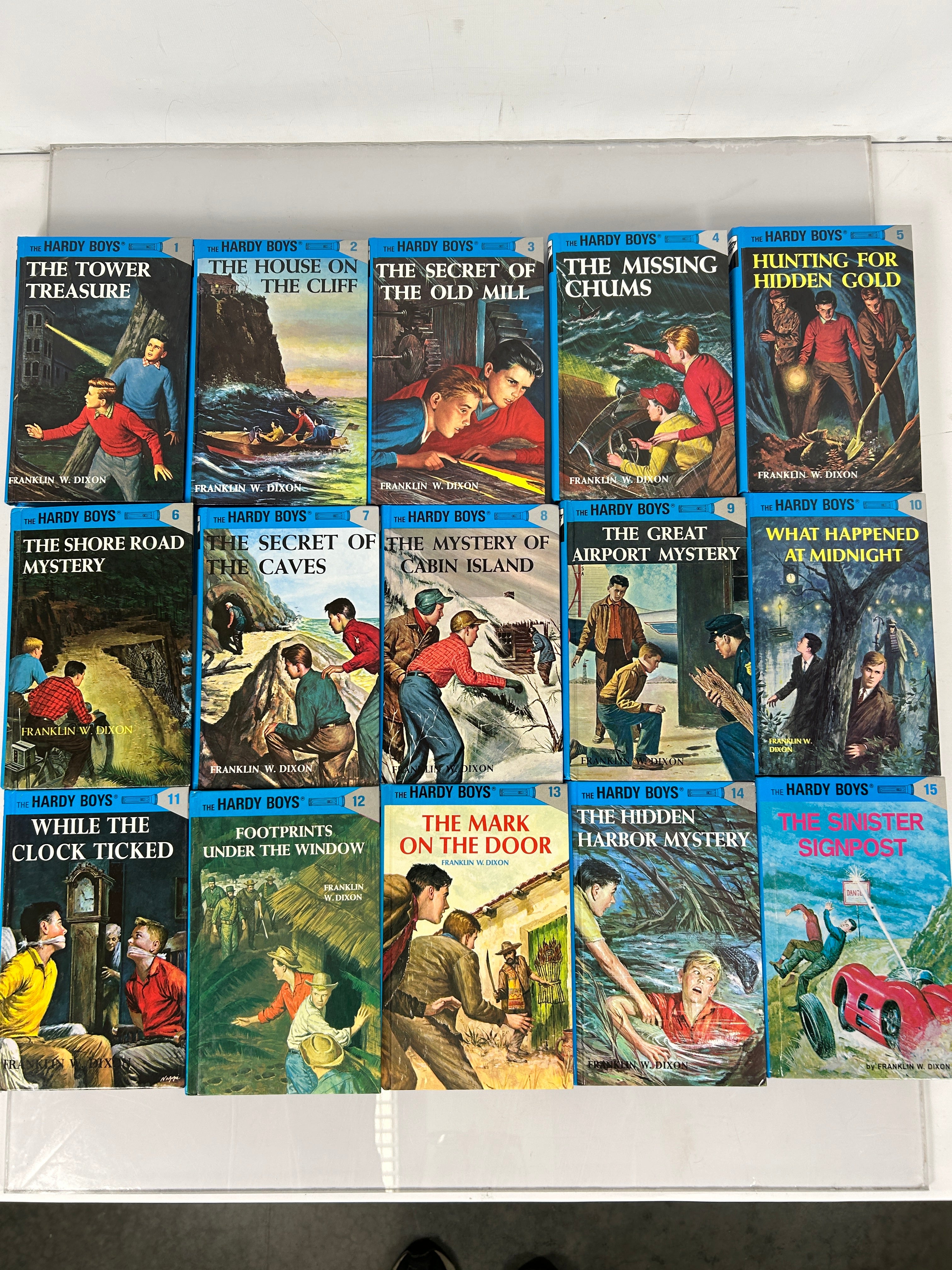 Hardy Boys Lot of First 15 Flashlight Glossy Cover #'s 1-15 HC