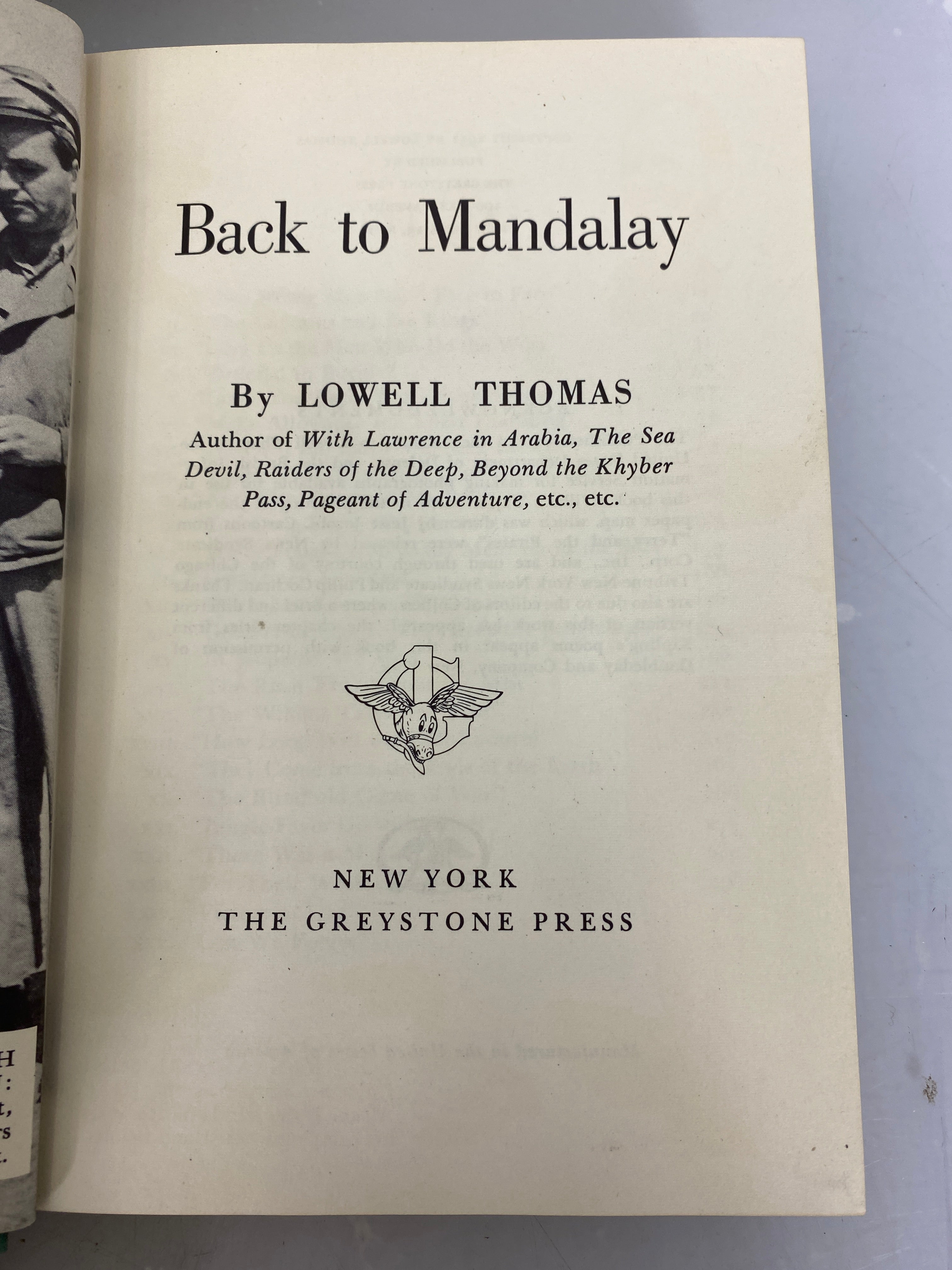 Back to Mandalay by Lowell Thomas Signed Vintage Copy 1951 HC