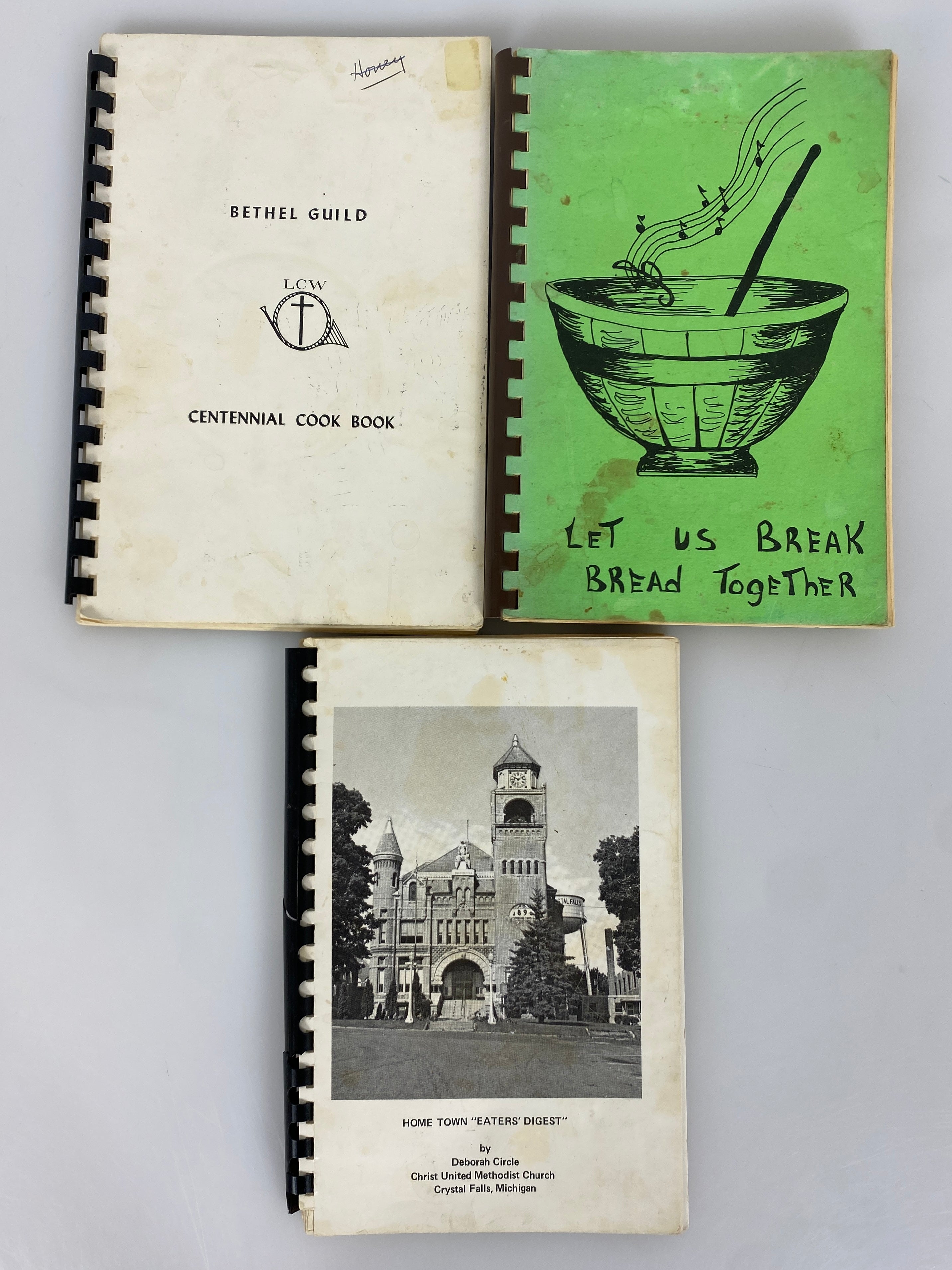 3 Spiral Church Fundraiser Cookbooks: Ishpeming & Crystal Falls MI/Barrington IL