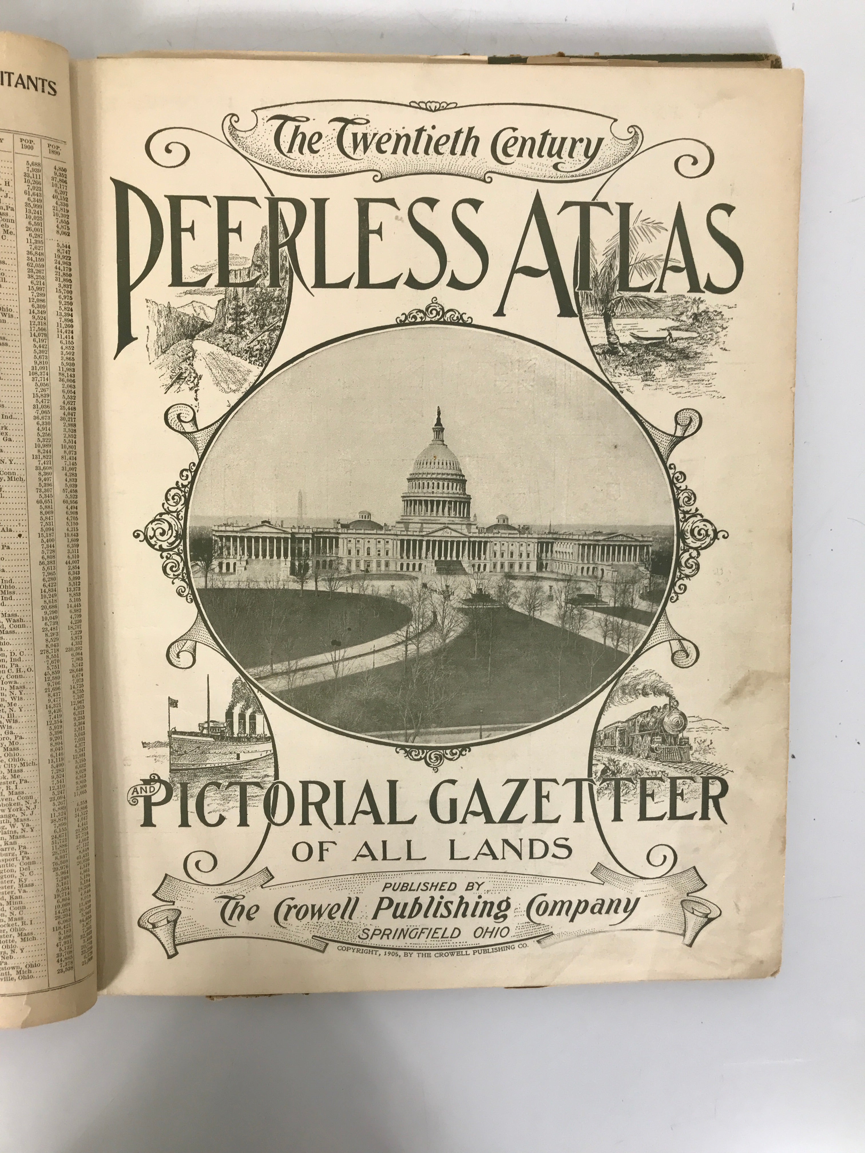 The Twentieth Century Peerless Atlas 1905 HC The Crowell Publishing Company