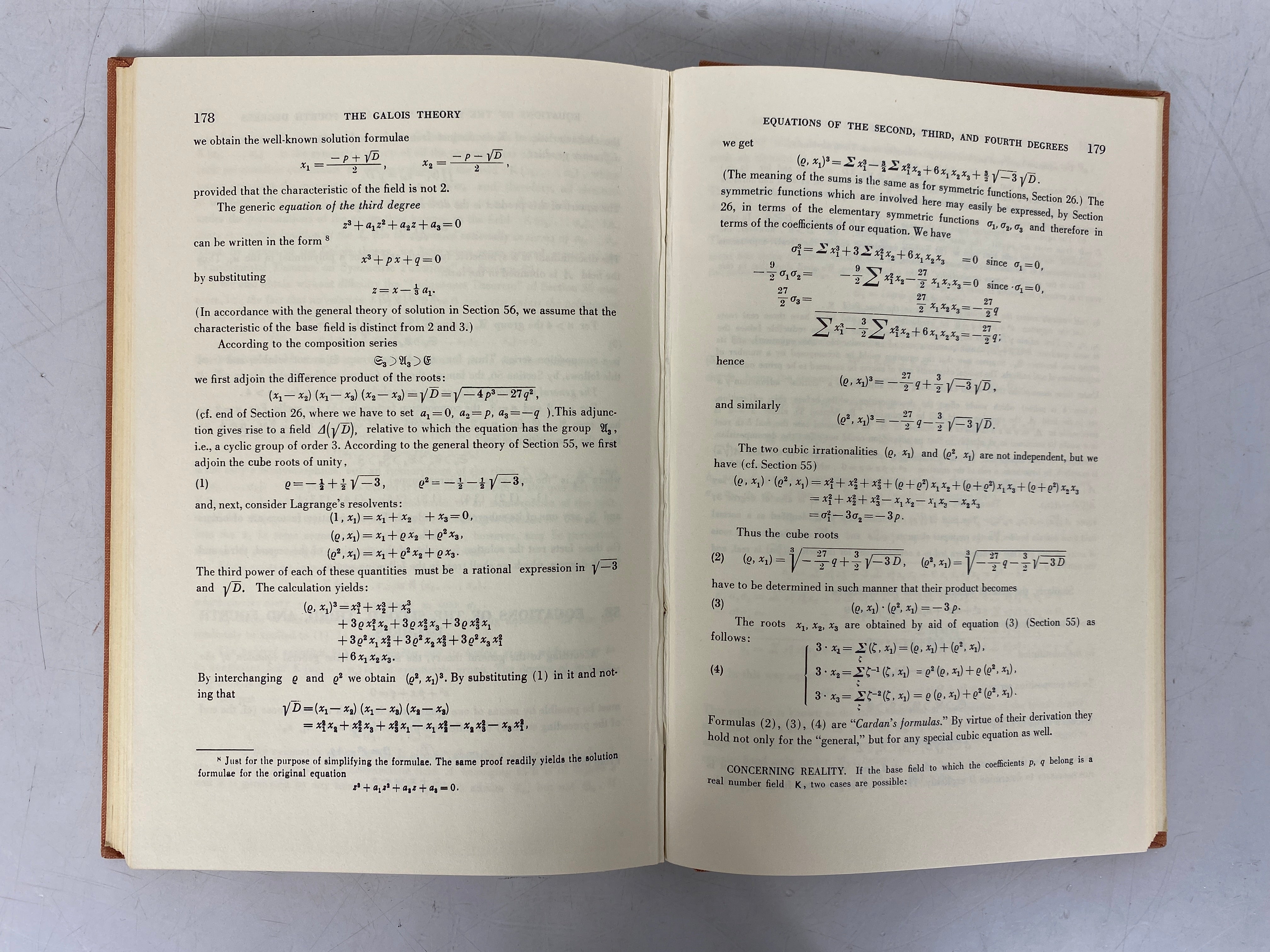 Mixed 2 Vol Set: Modern Algebra I and II by Van Der Waerden 1950-64 HC