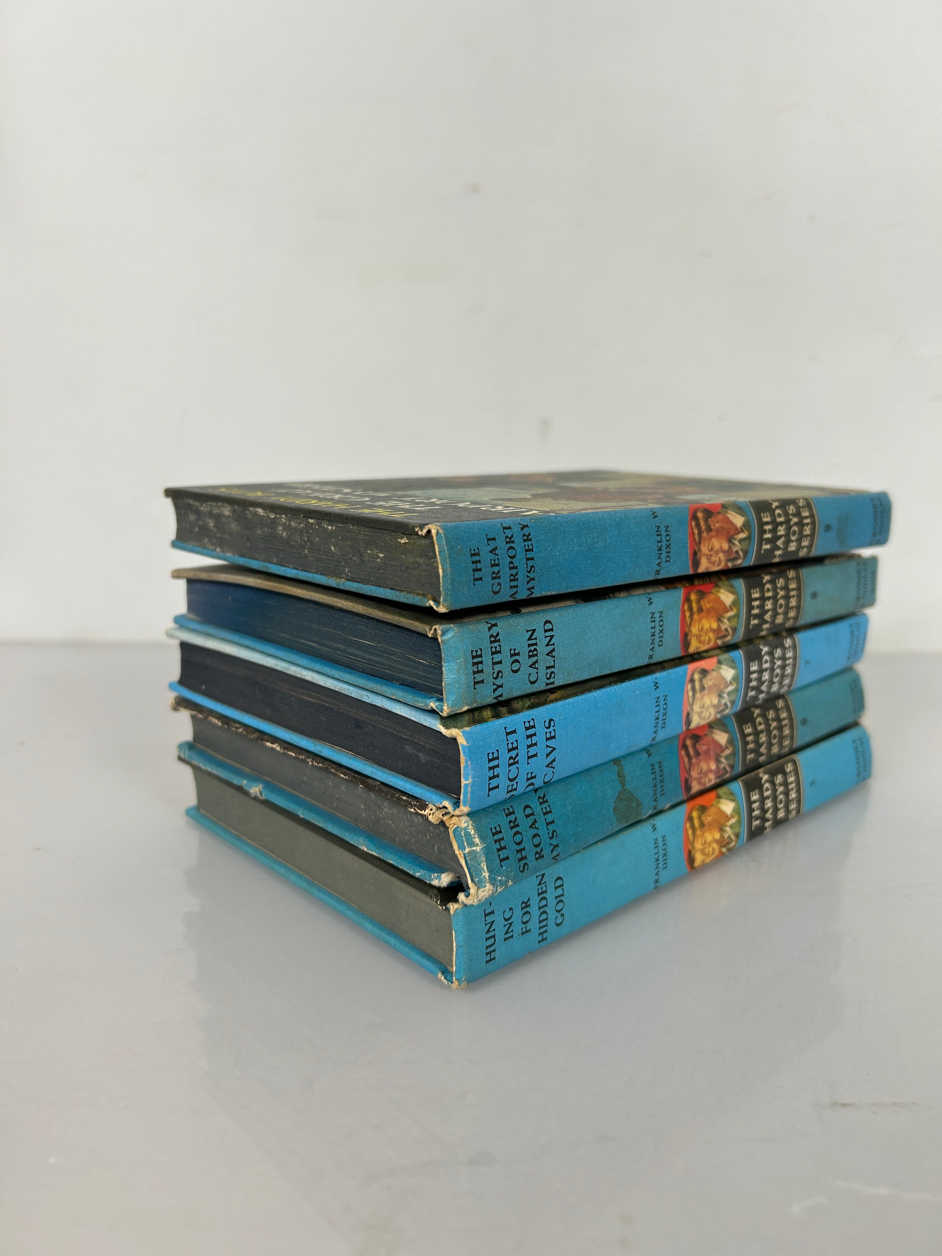 Lot of 5 Hardy Boys Hardcover Mystery Books 5- 9 Vintage Matte Picture Cover