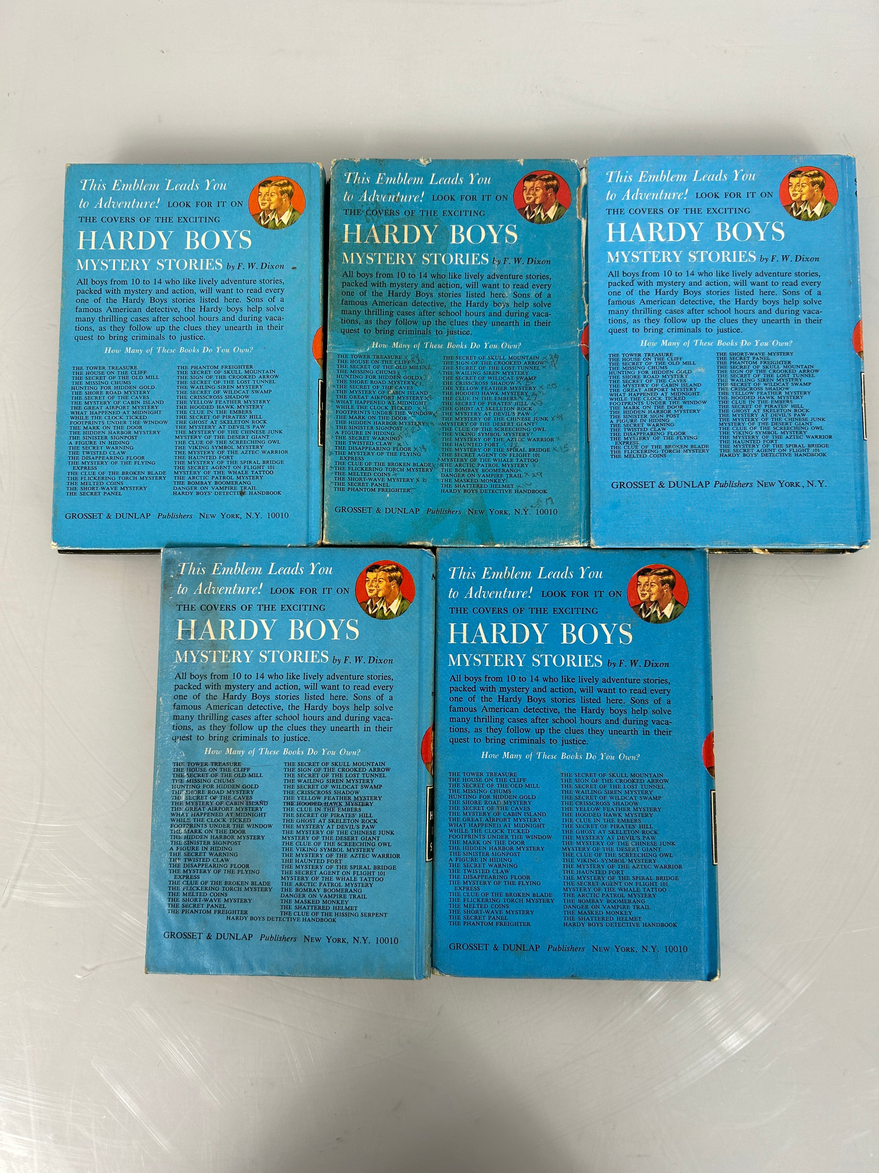 Lot of 5 Hardy Boys Hardcover Mystery Books 5- 9 Vintage Matte Picture Cover