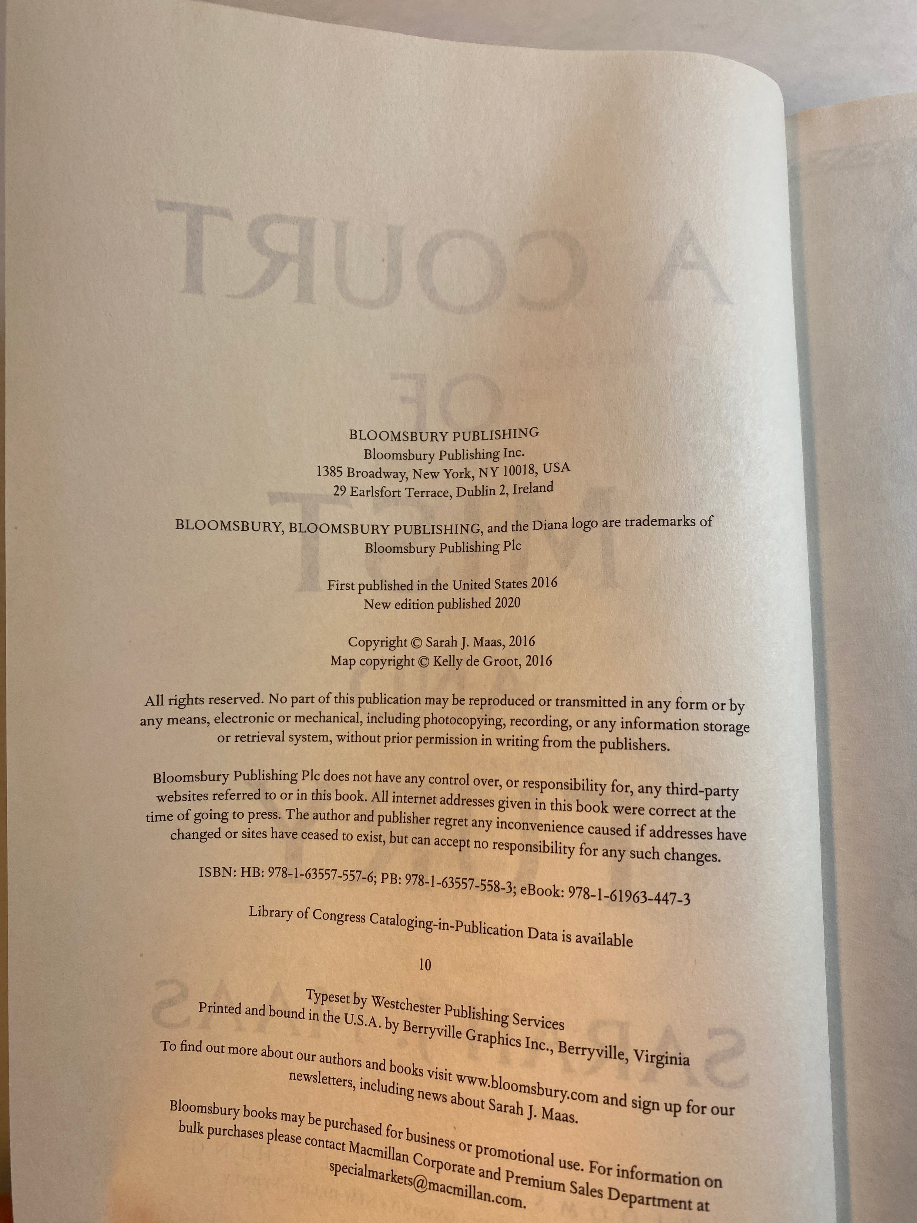 Court of Mist and Fury Sarah Maas HC 2020