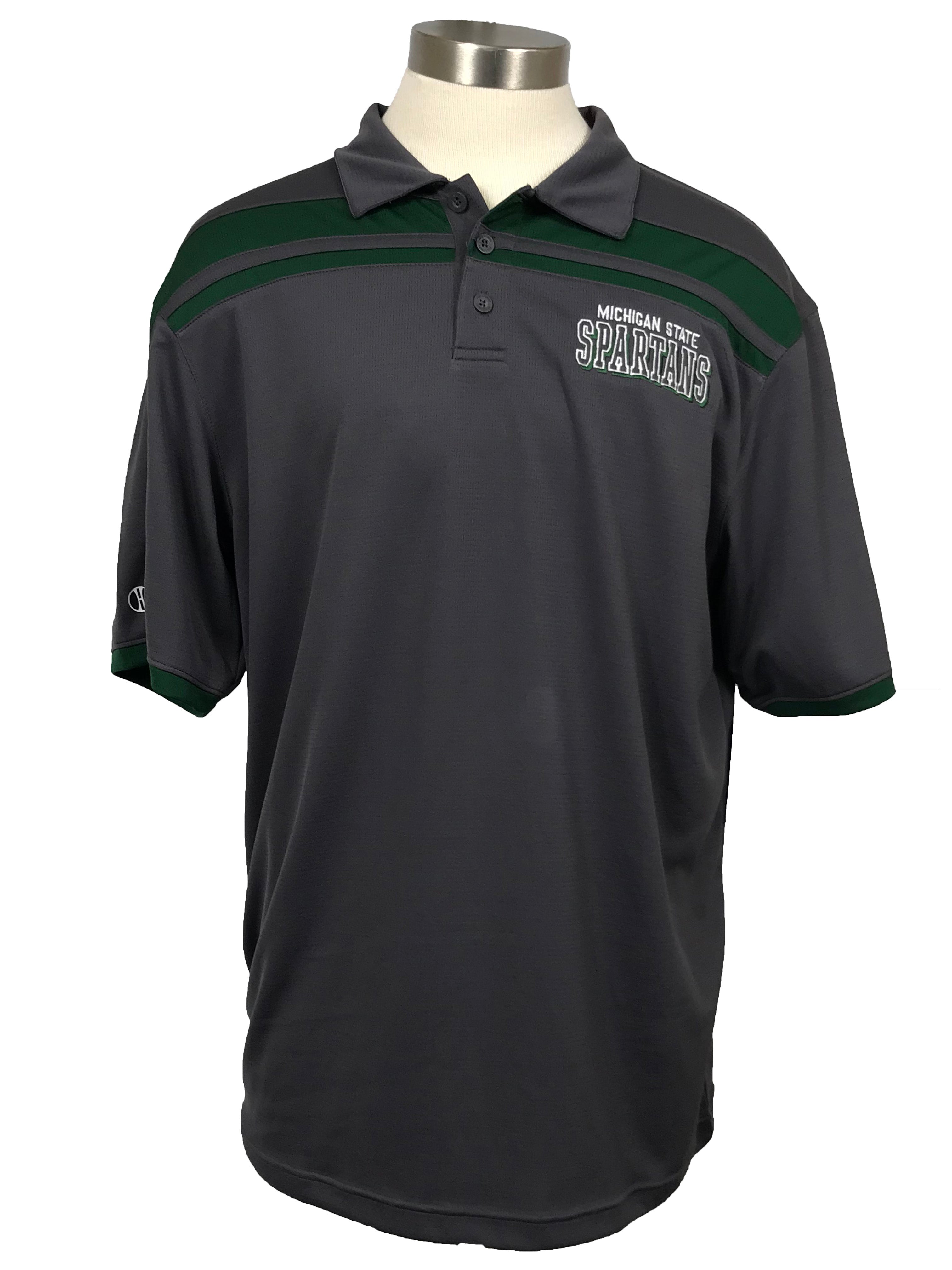 Holloway Gray and Green MSU Polo Men's Size L