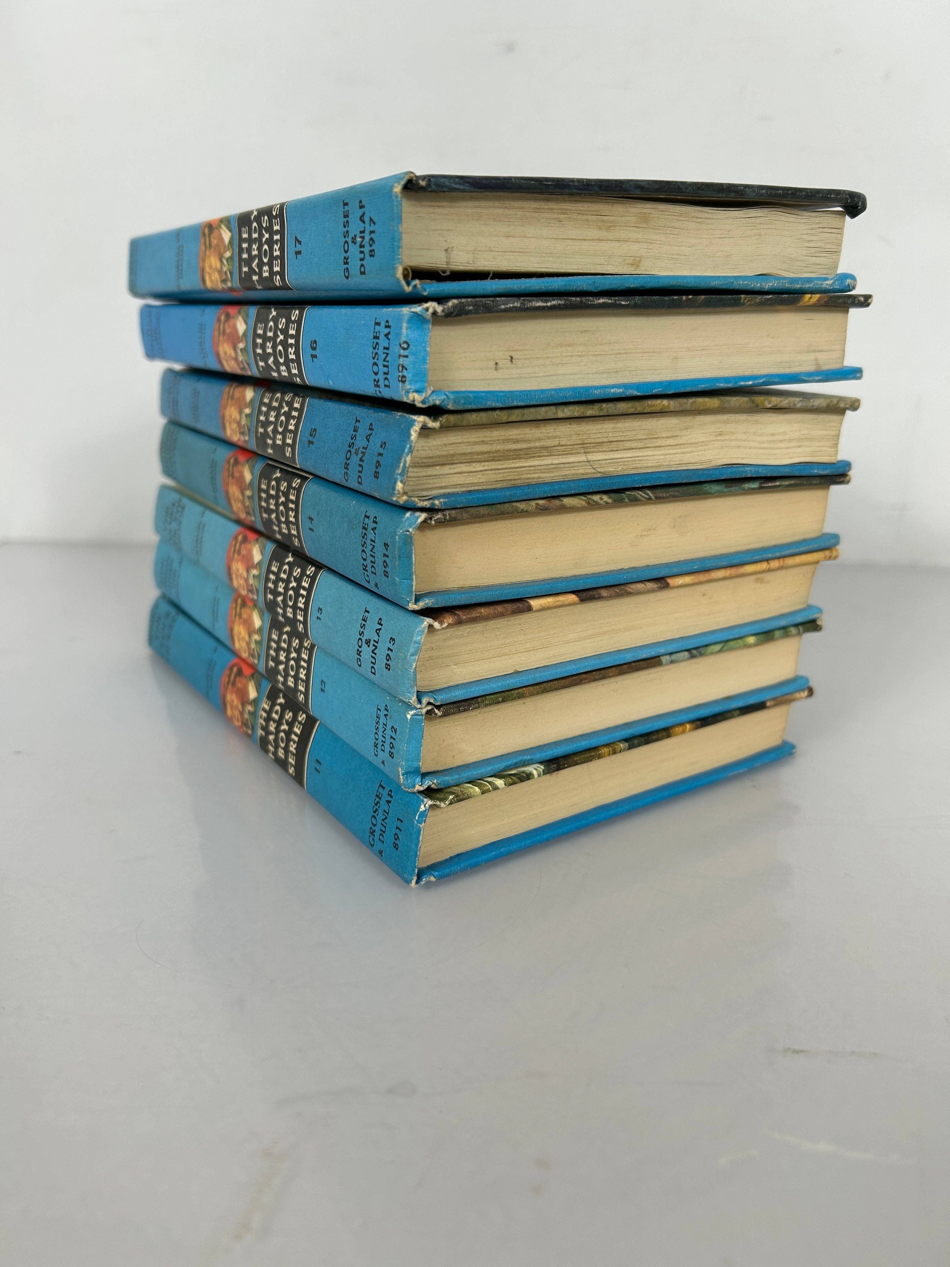 Lot of 7 Hardy Boys Hardcover Mystery Books 11-17 Vintage Matte Picture Cover
