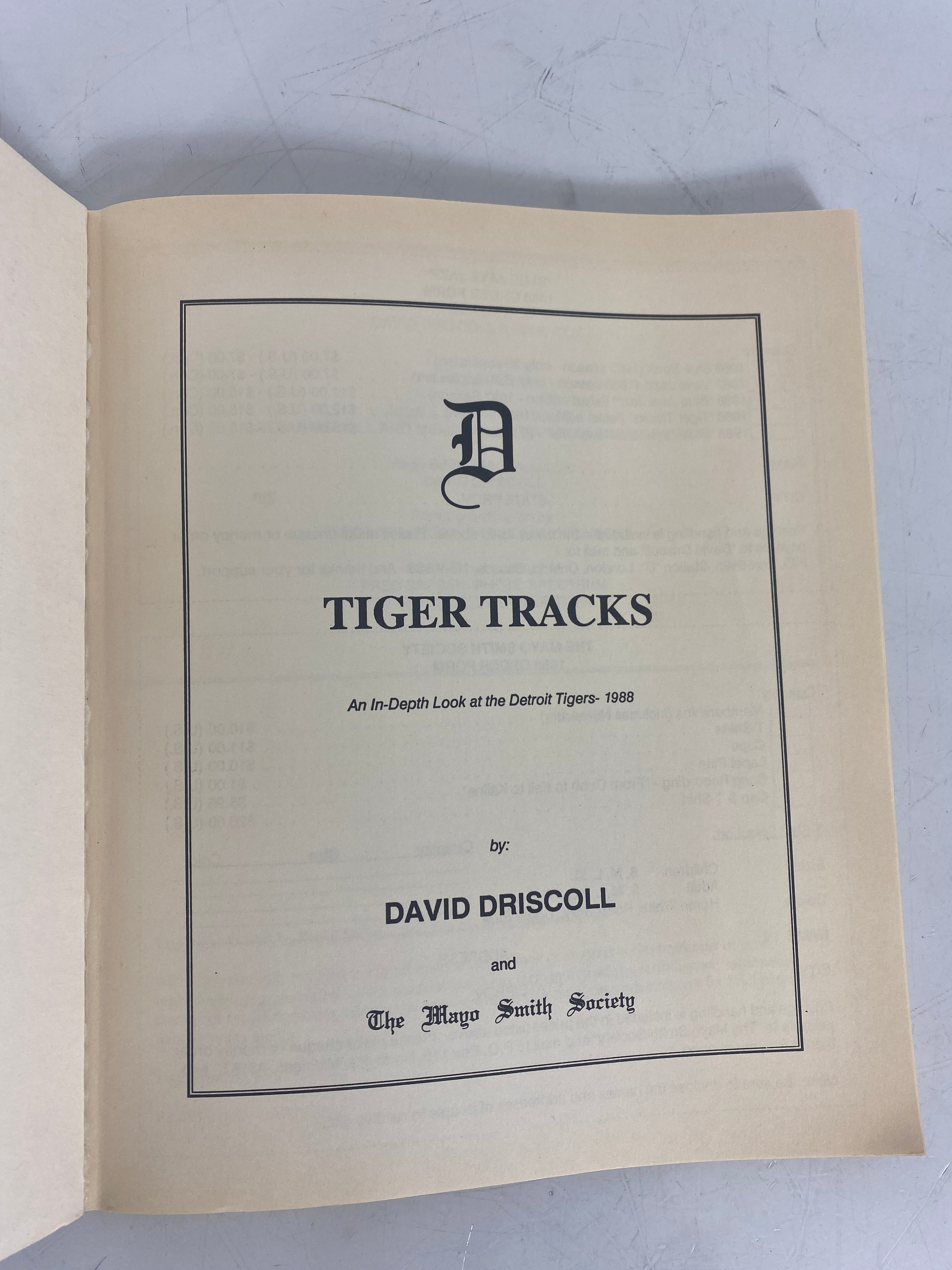 Tiger Tracks In Depth Look at 1988 Detroit Tigers Book