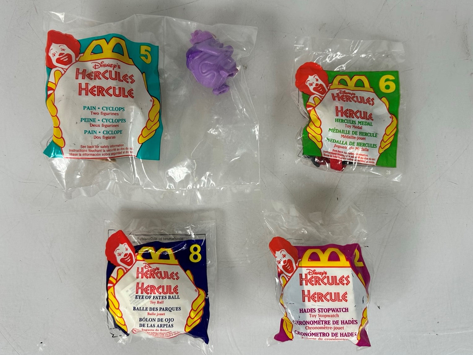 Lot of 4 Vintage McDonald's x Dinsey Hercules Happy Meal Toys *Sealed*