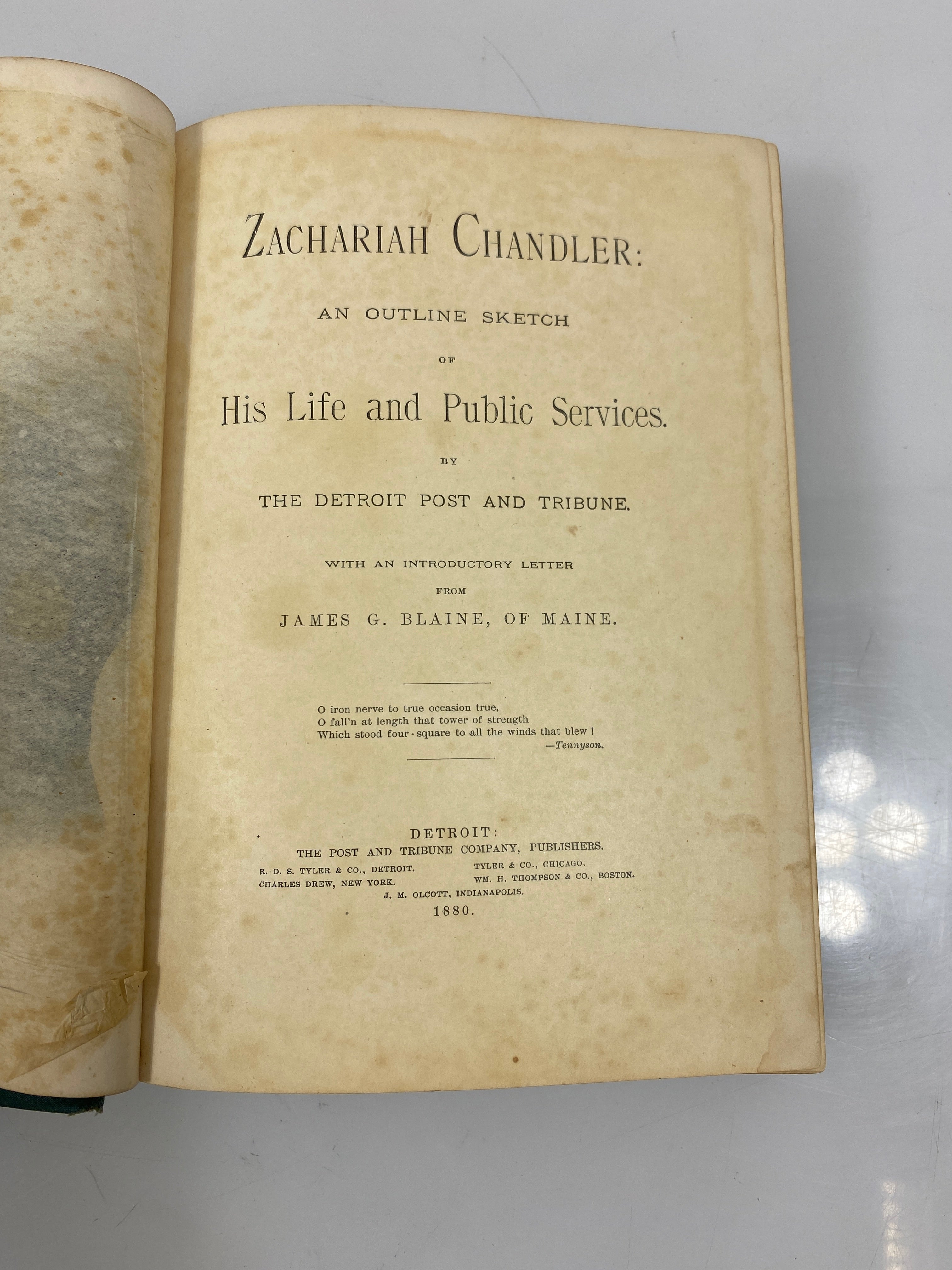 Life of Zachariah Chandler Post and Tribune Company 1880 HC