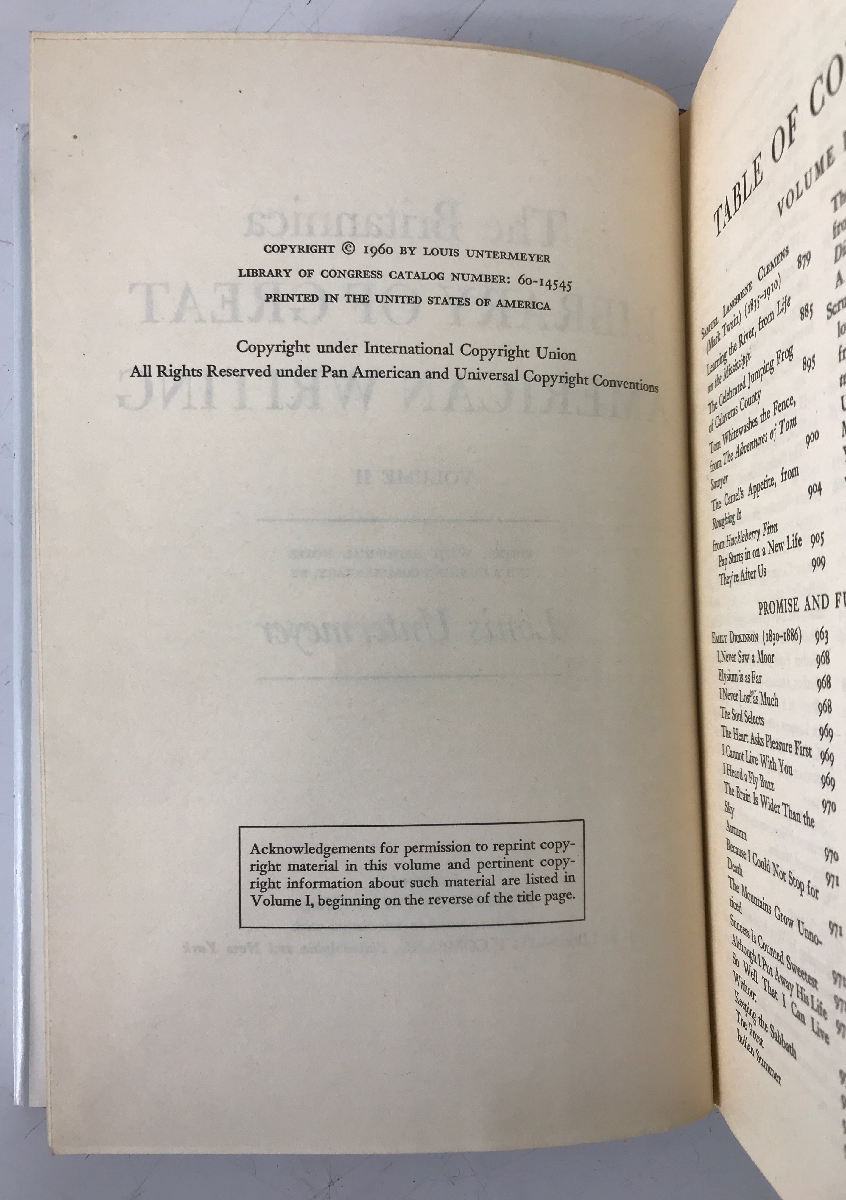 2 Vols: The Britannica Library of Great American Writing 1960 HC DJ in Slipcase