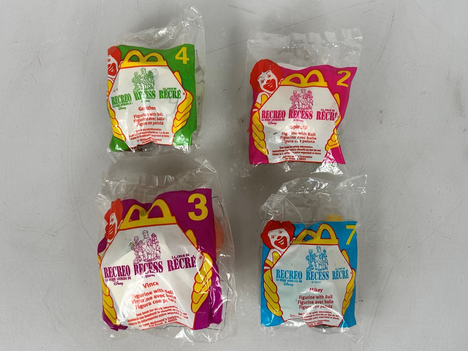Lot of 4 Vintage McDonald's x Disney Recess Happy Meal Toys *Sealed*