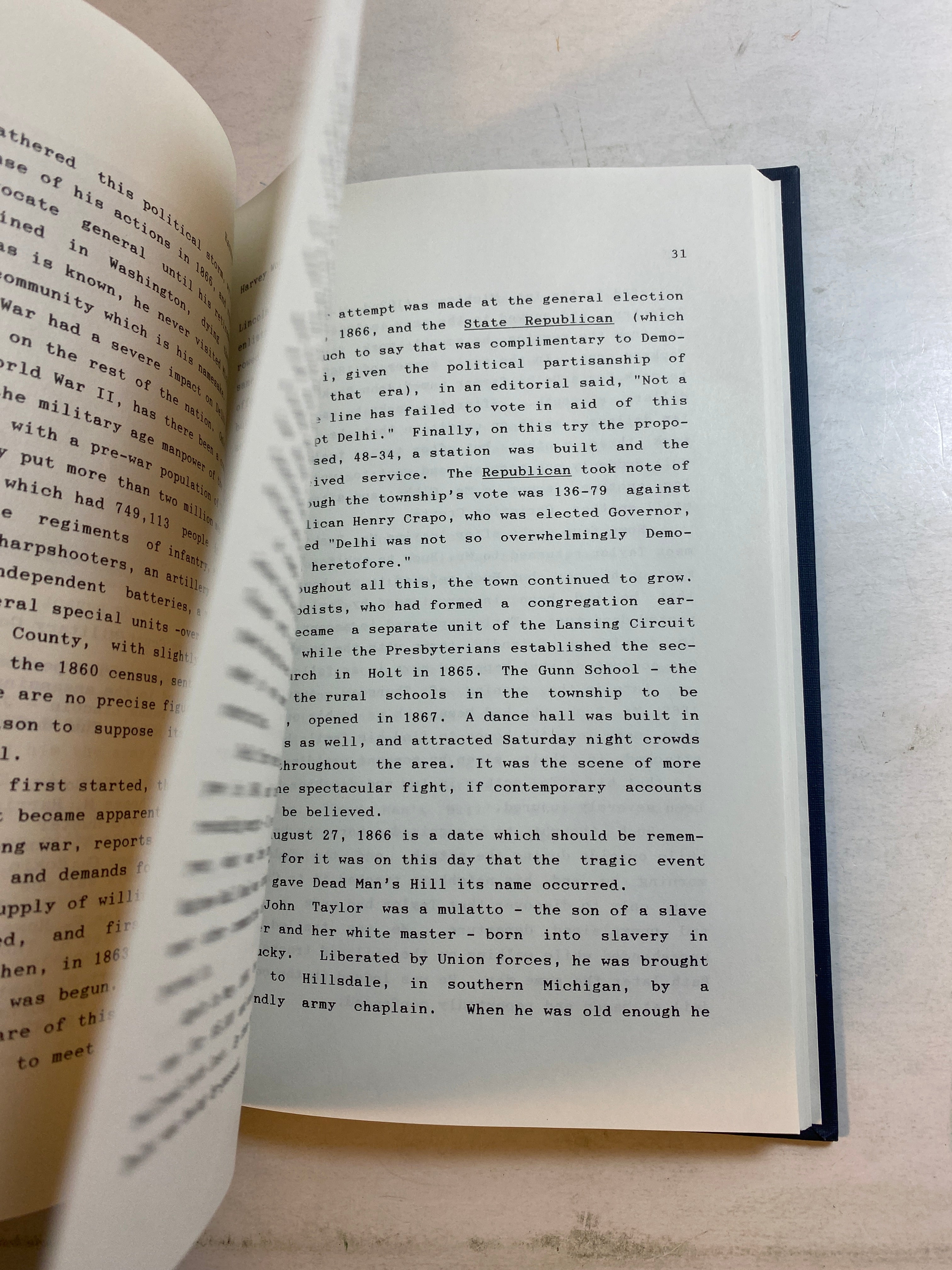 Michigan Delhi History Sesquicentennial 1987 HC