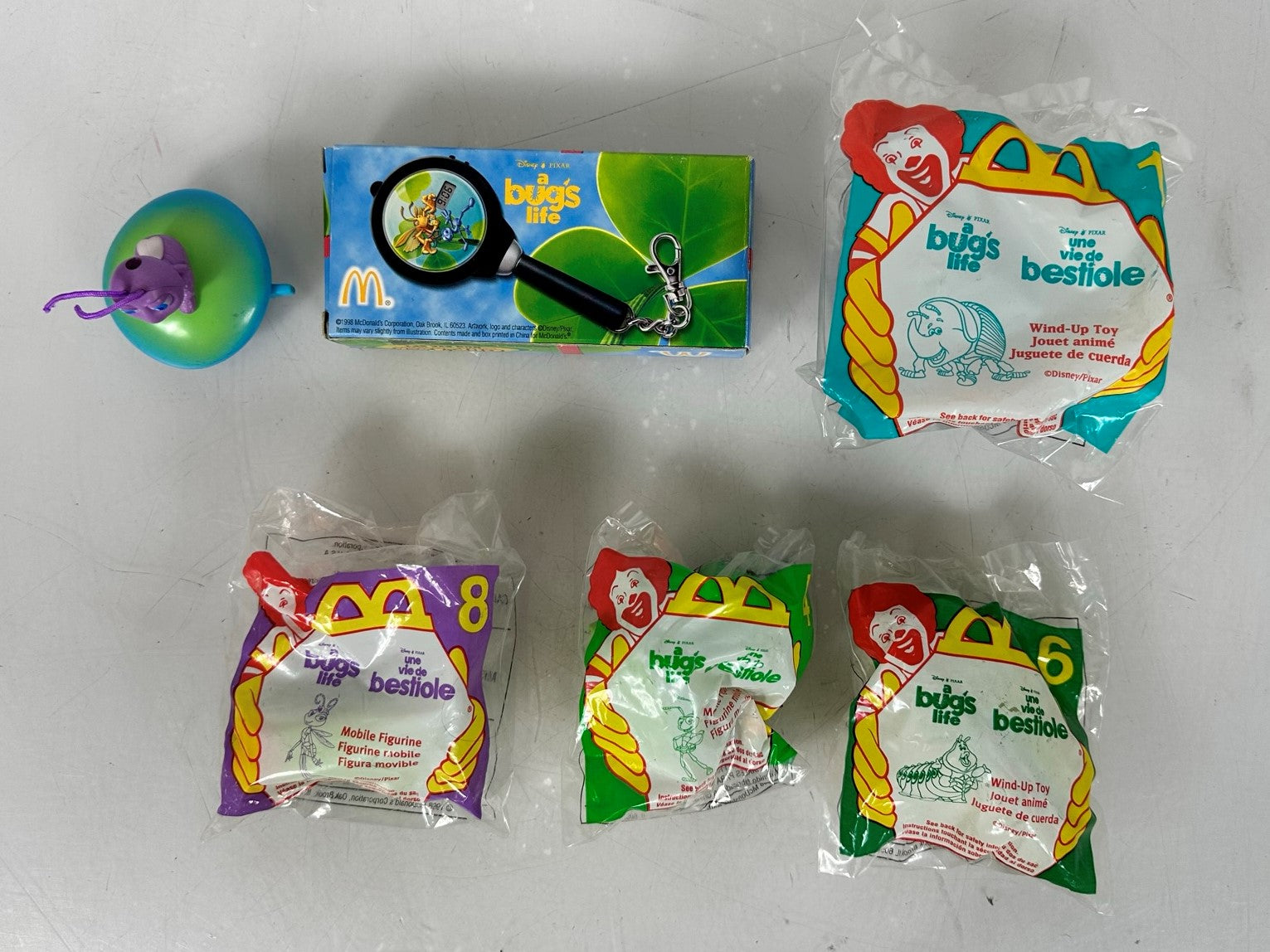 Lot of 6 Vintage McDonald's x Pixar A Bug's Life Happy Meal Toys