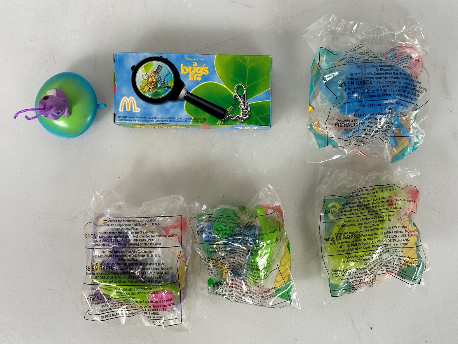 Lot of 6 Vintage McDonald's x Pixar A Bug's Life Happy Meal Toys