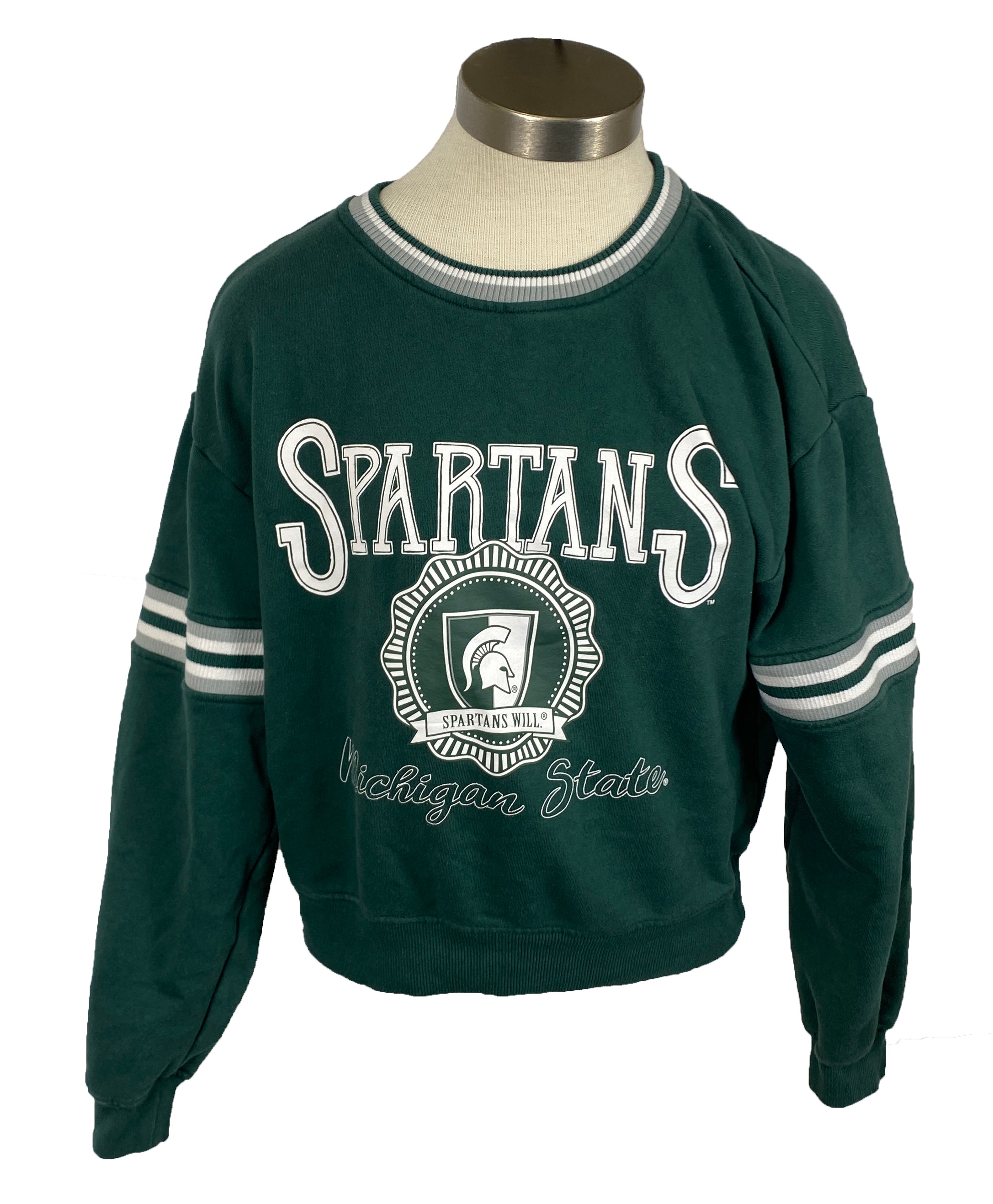Michigan State University Green Cropped Crewneck Sweatshirt Women's Size S