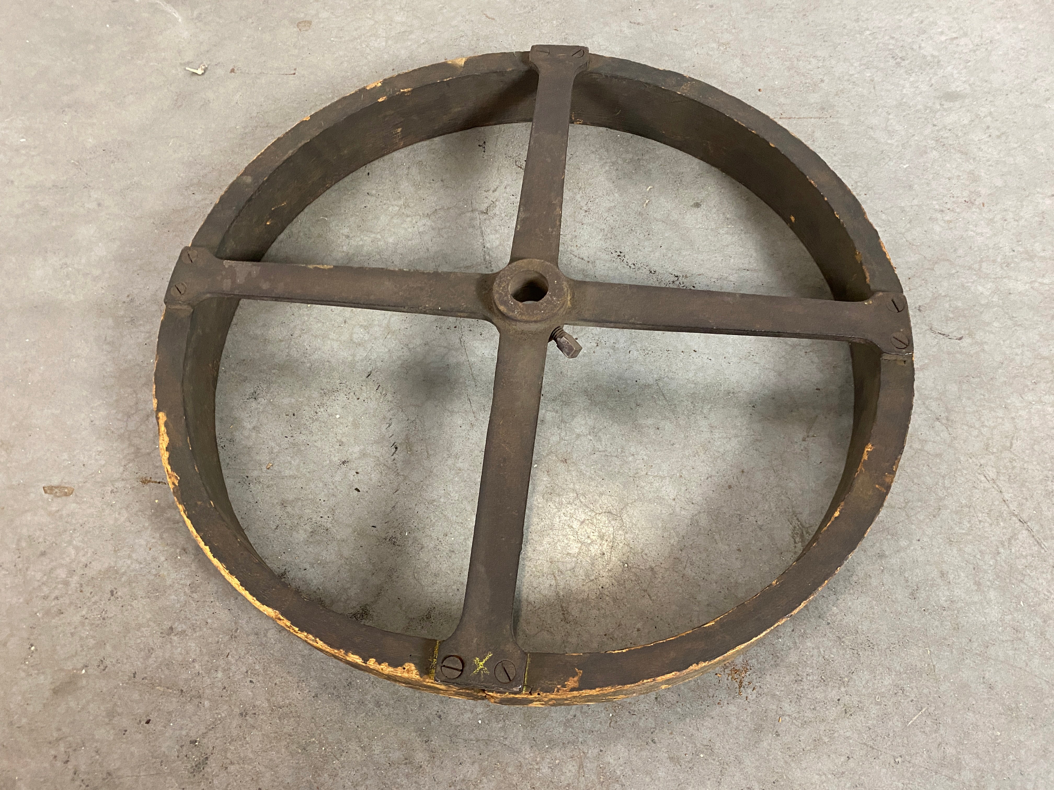 Antique 23.5" Wooden and Metal Industrial Wheel