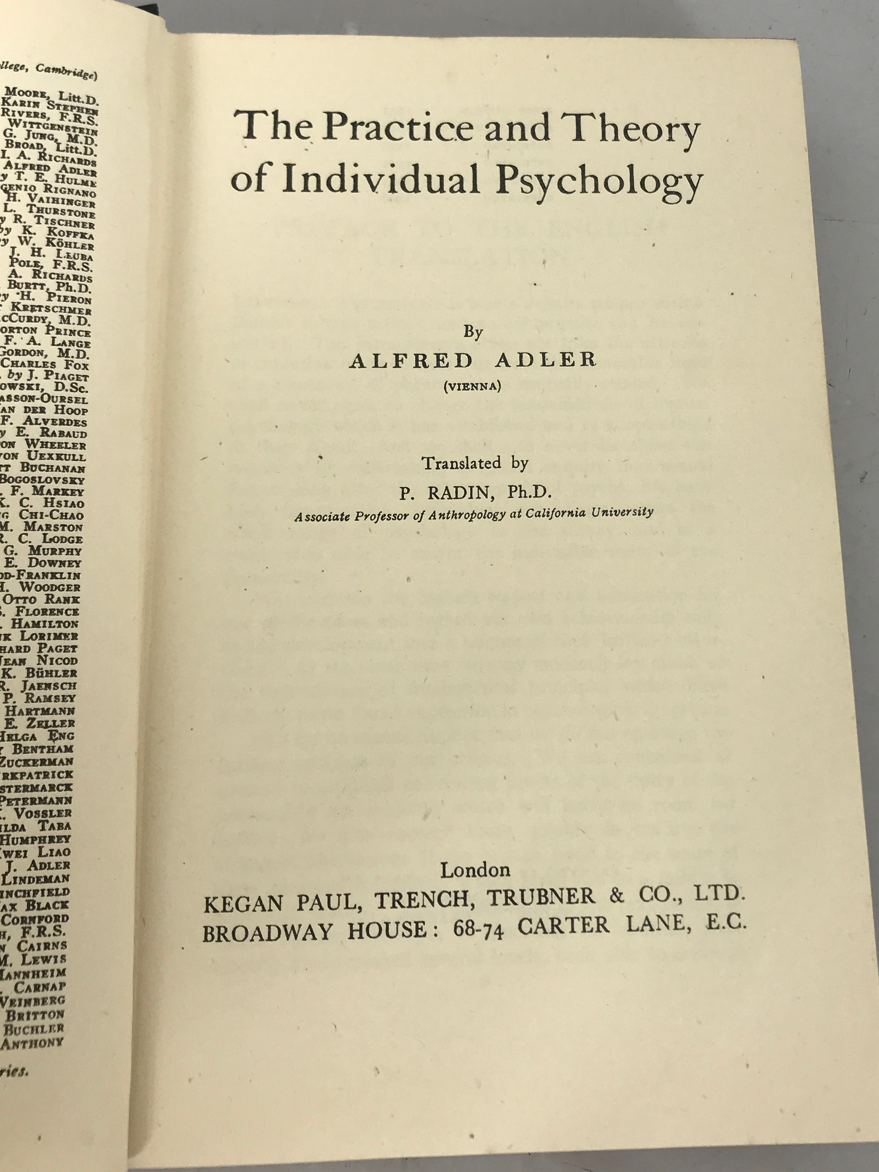 Individual Psychology by Alfred Adler 1946 HC