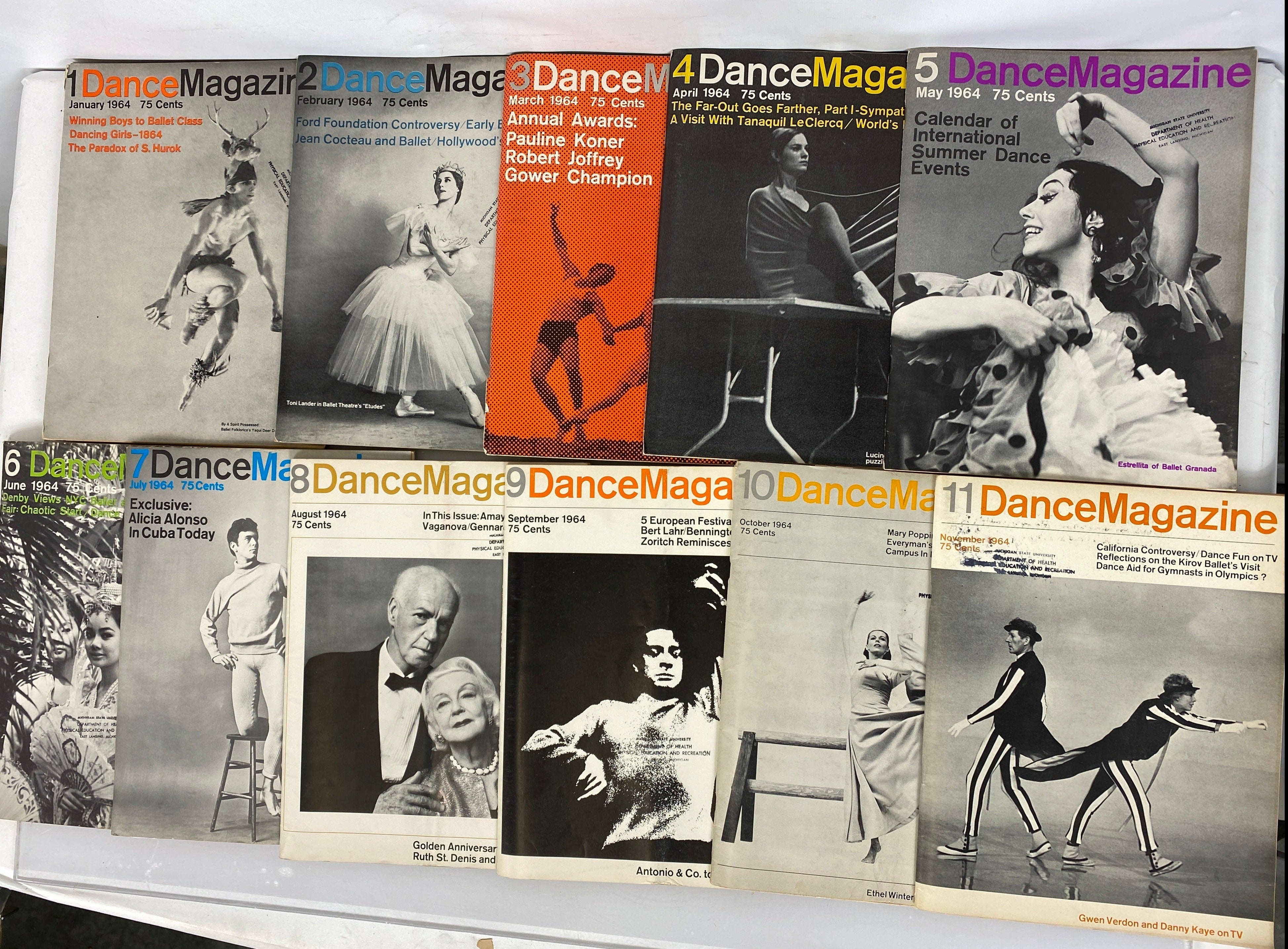 Lot of 11 Vintage The American Dancer Magazines Rare 1964 Issues