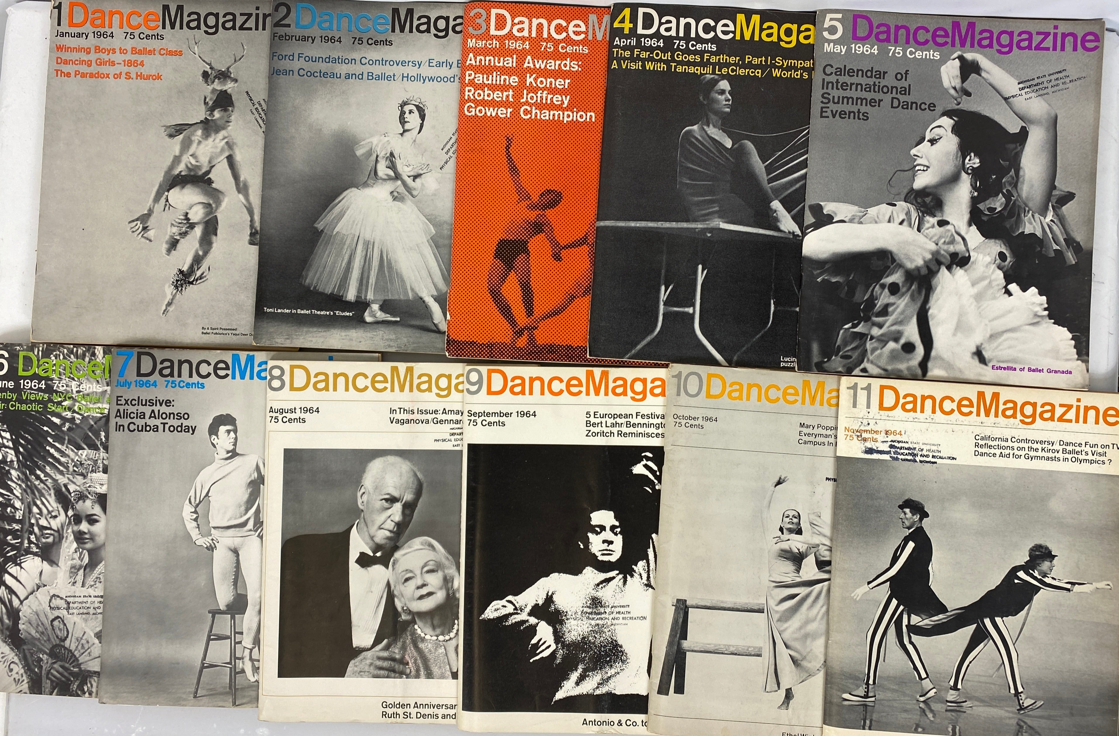 Lot of 11 Vintage The American Dancer Magazines Rare 1964 Issues