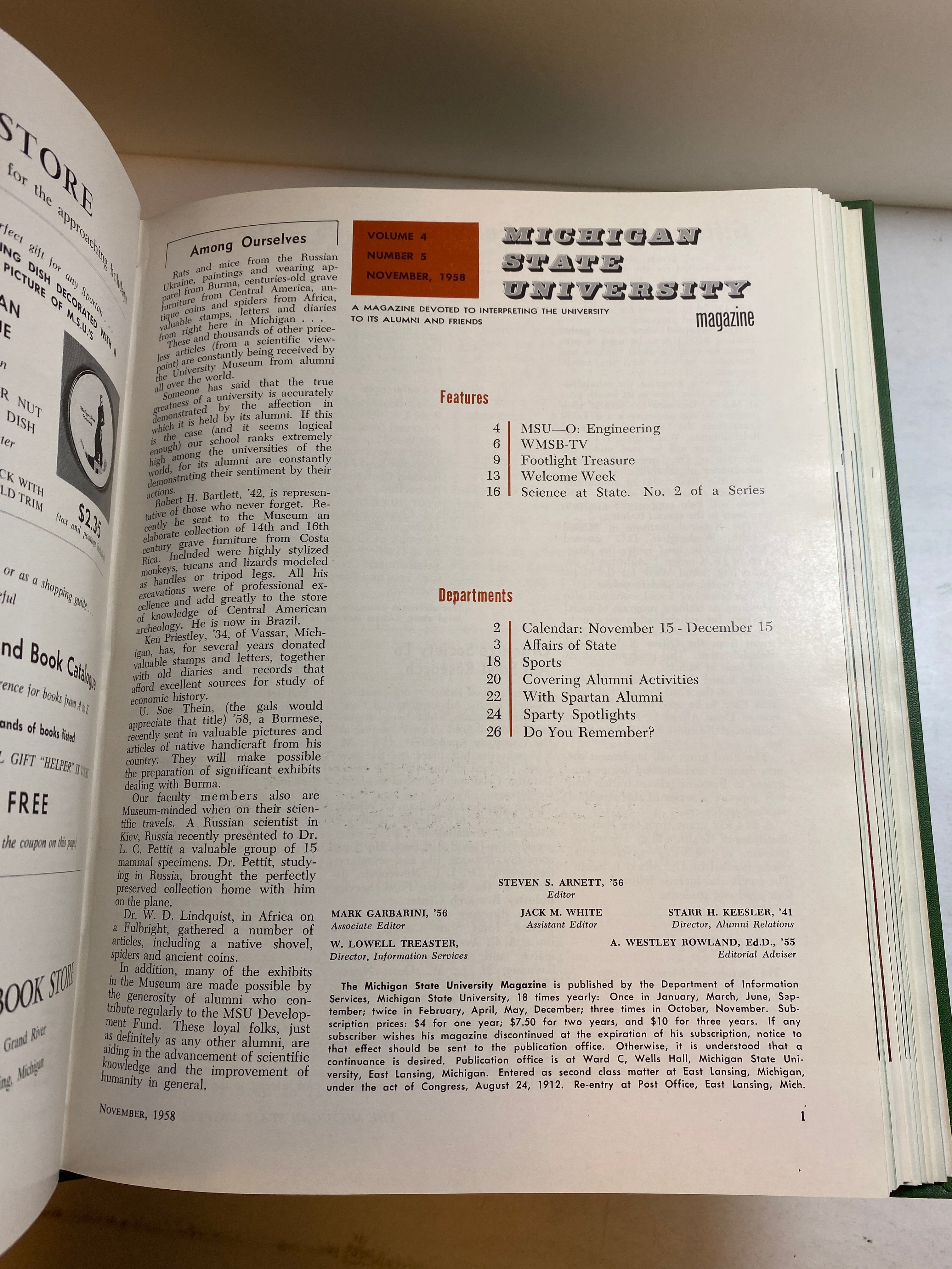 MSU Alumni Magazine Library Bound Complete Years 1955-1960