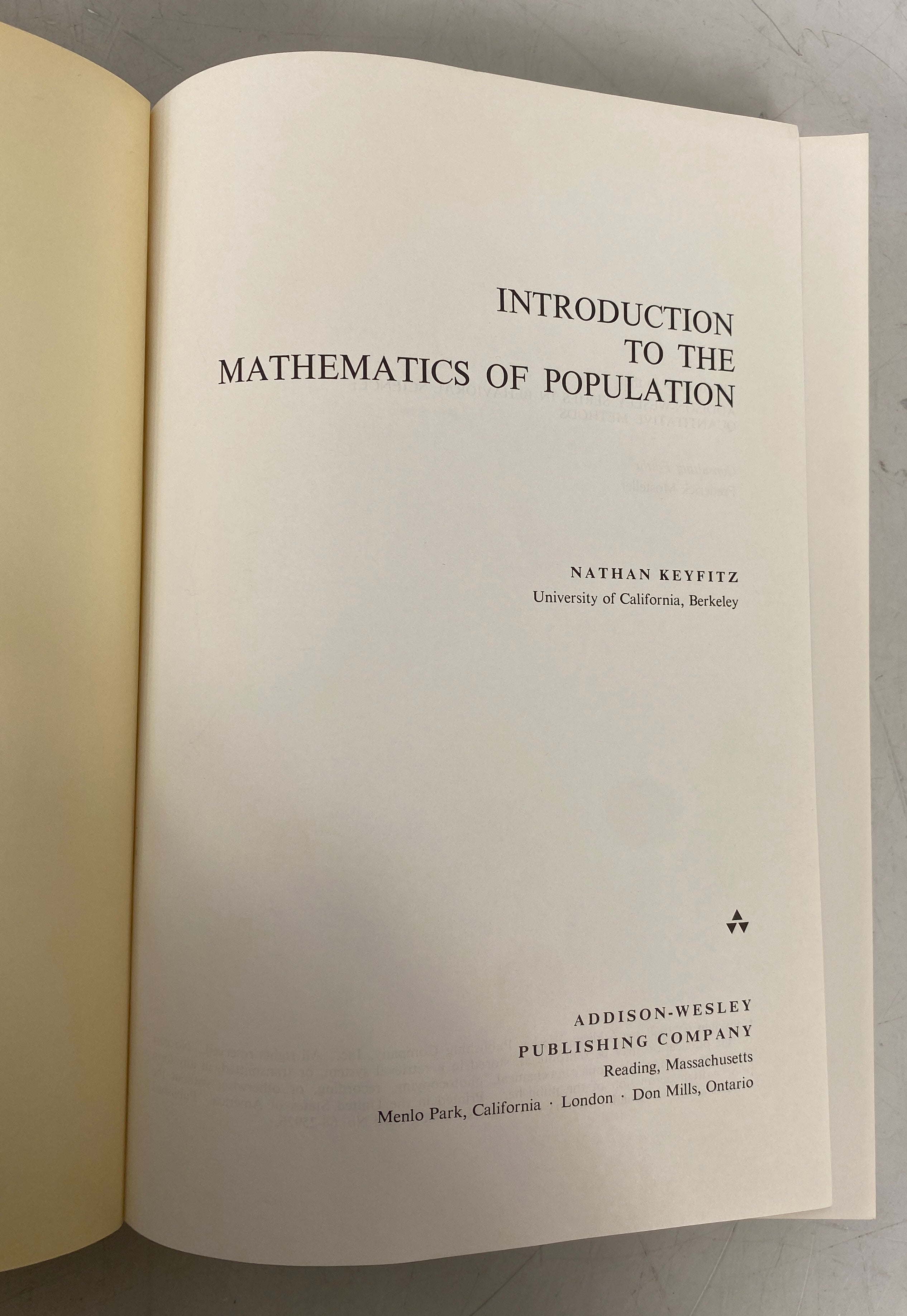 Introduction to the Mathematics of Population Nathan Keyfitz 1968 HC