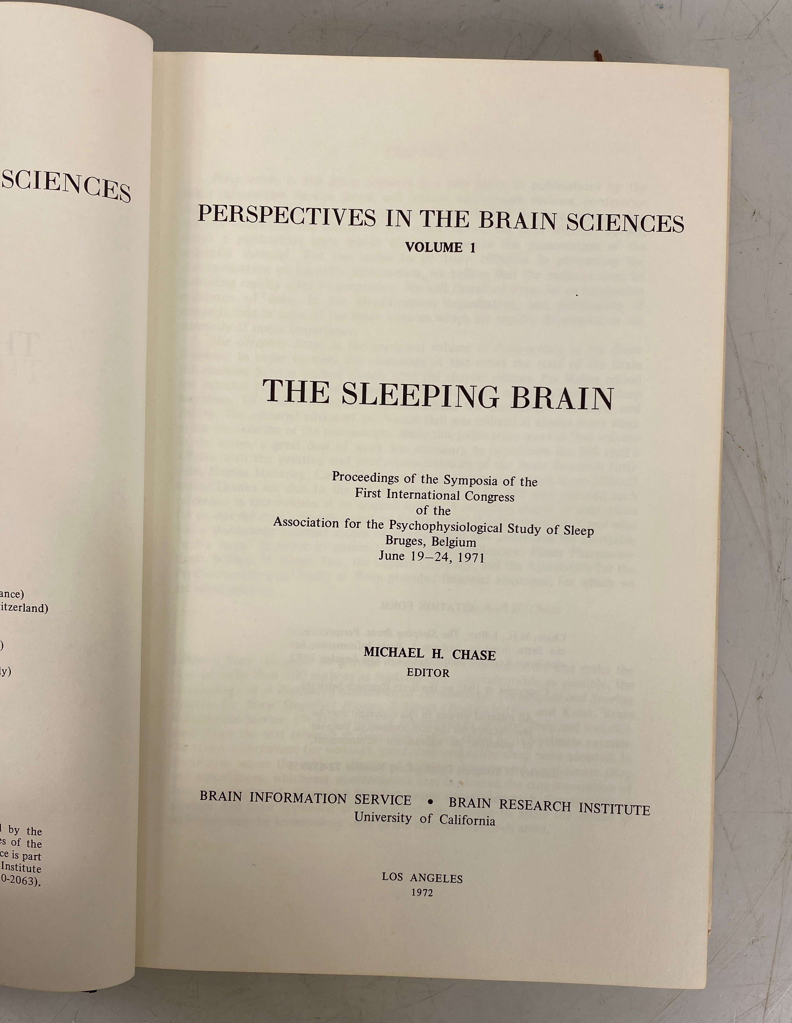 The Sleeping Brain (Vol I) Michael Chase 1972 Vintage HC DJ