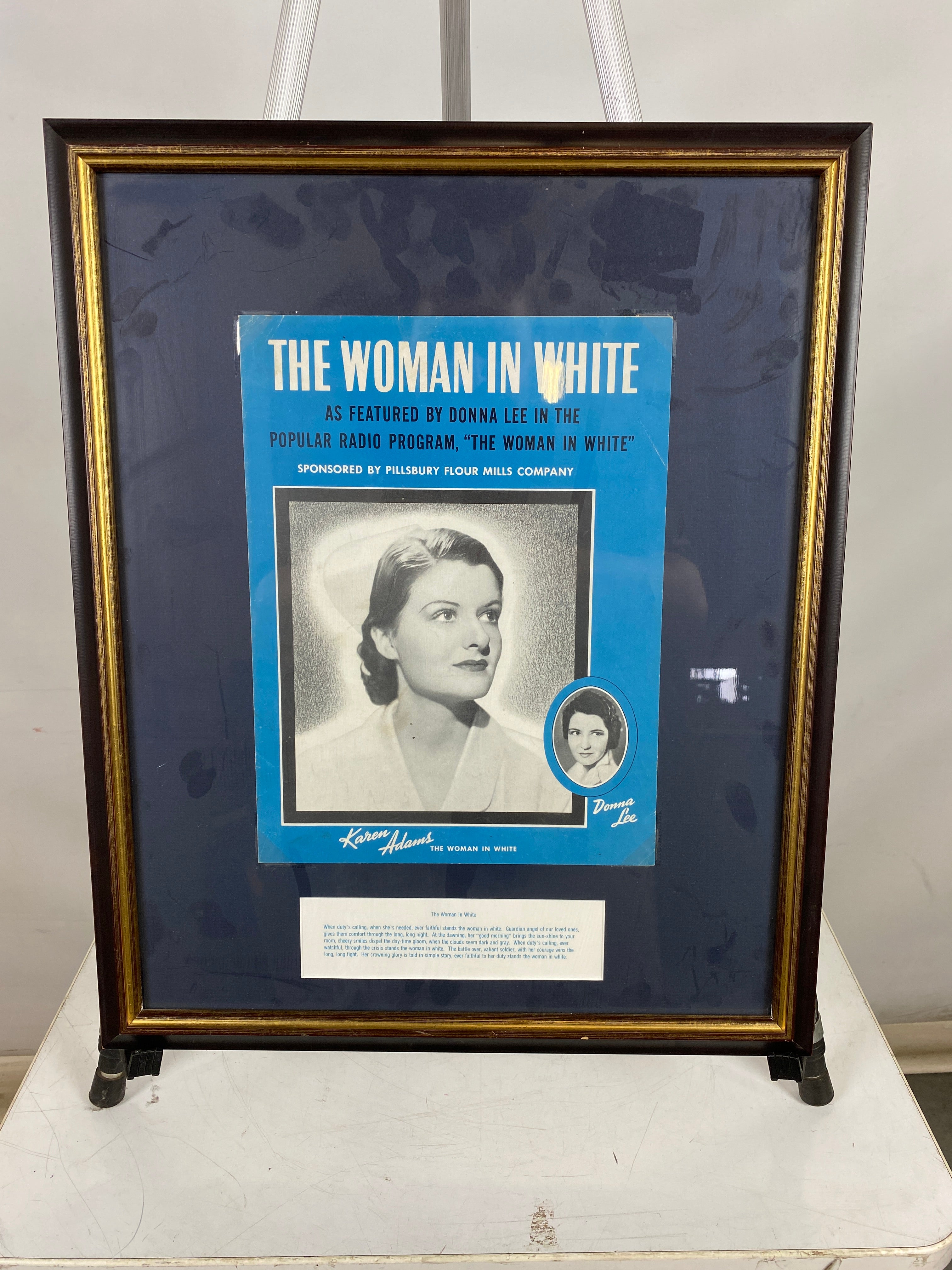 'The Woman In White' Vintage Promotional Piece Framed