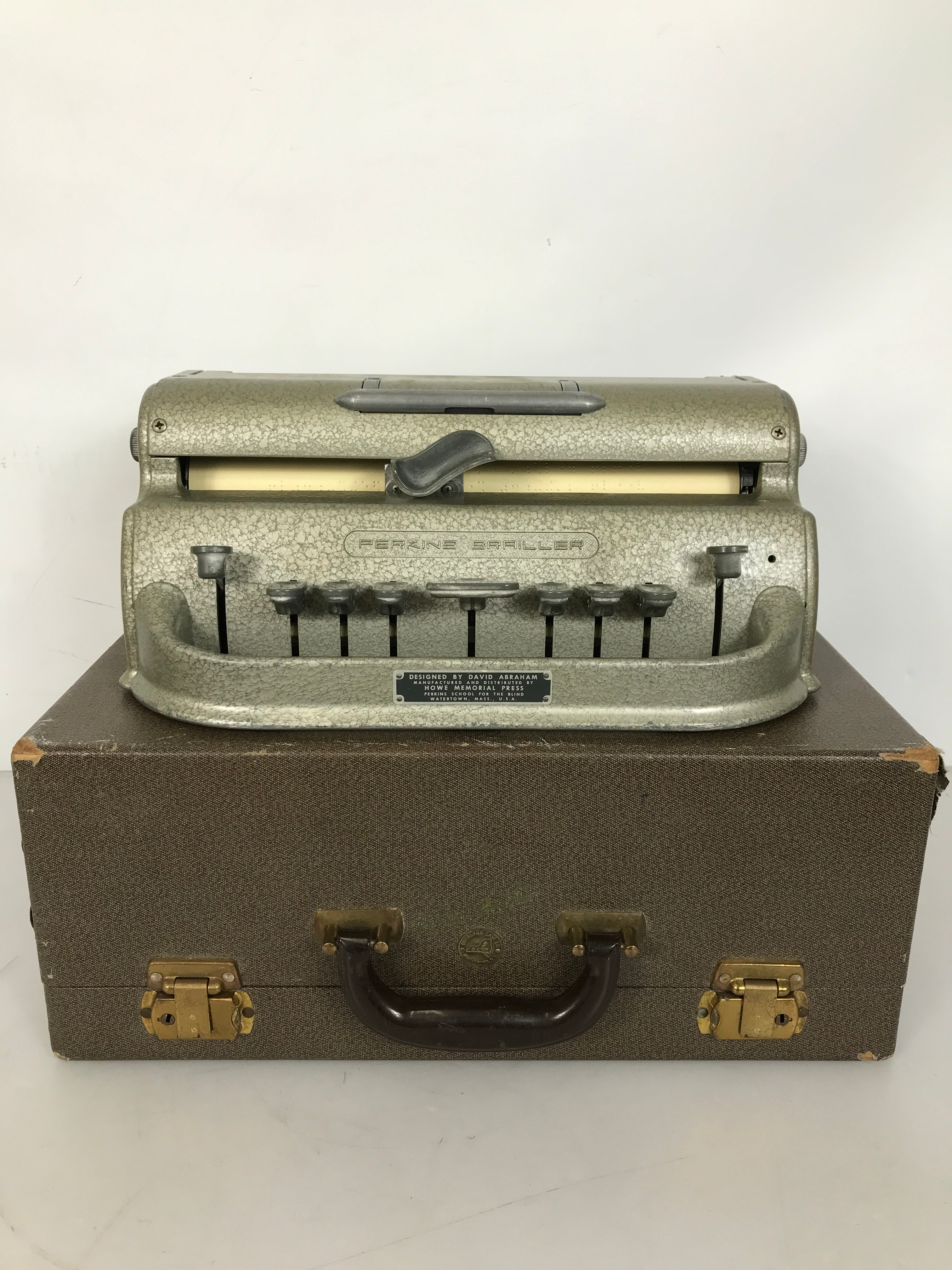 Vintage Perkins Brailler Machine Typewriter with Original Case Hammertone