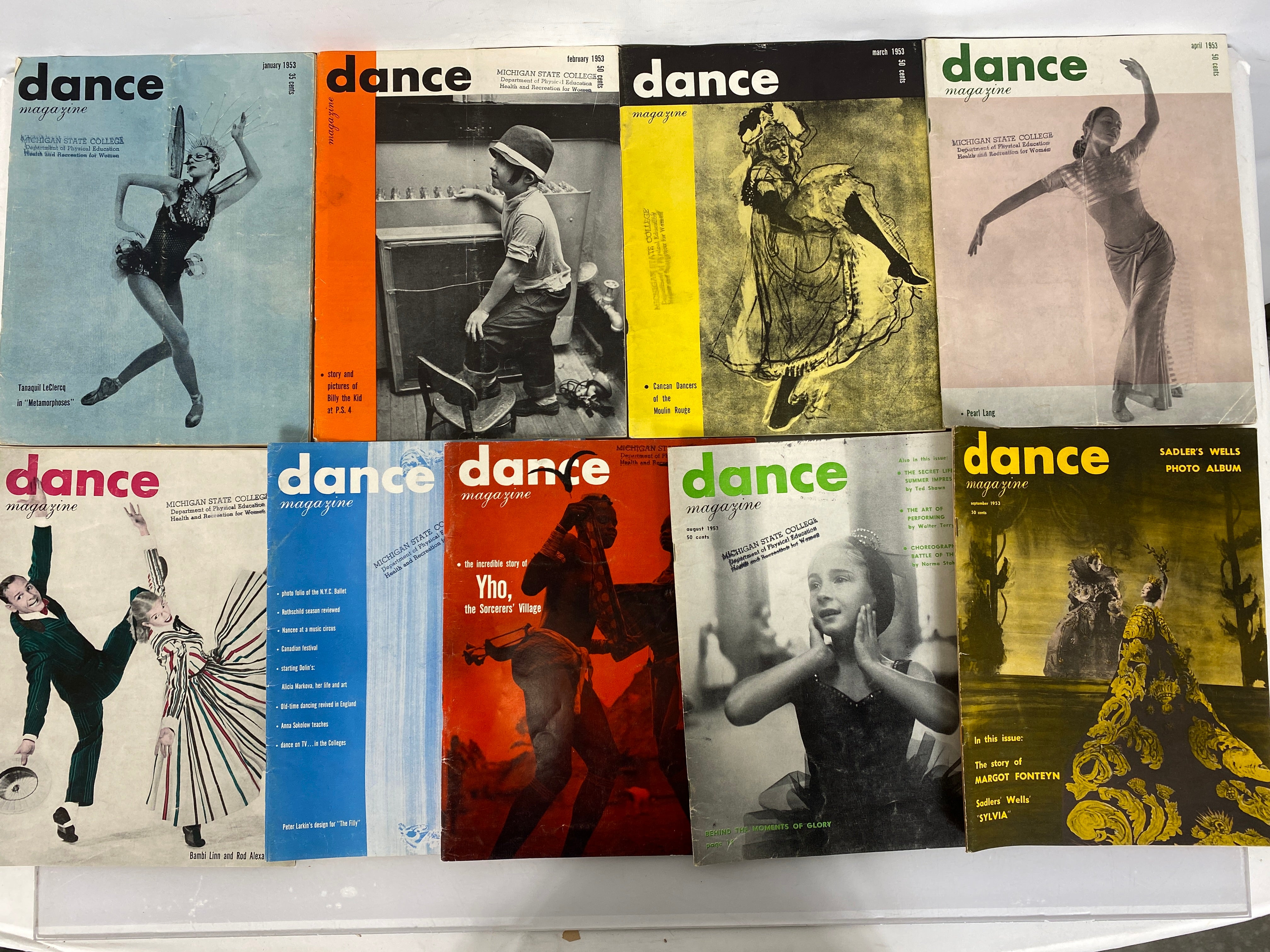 Lot of 9 Vintage The American Dancer Magazines Rare 1953 Issues