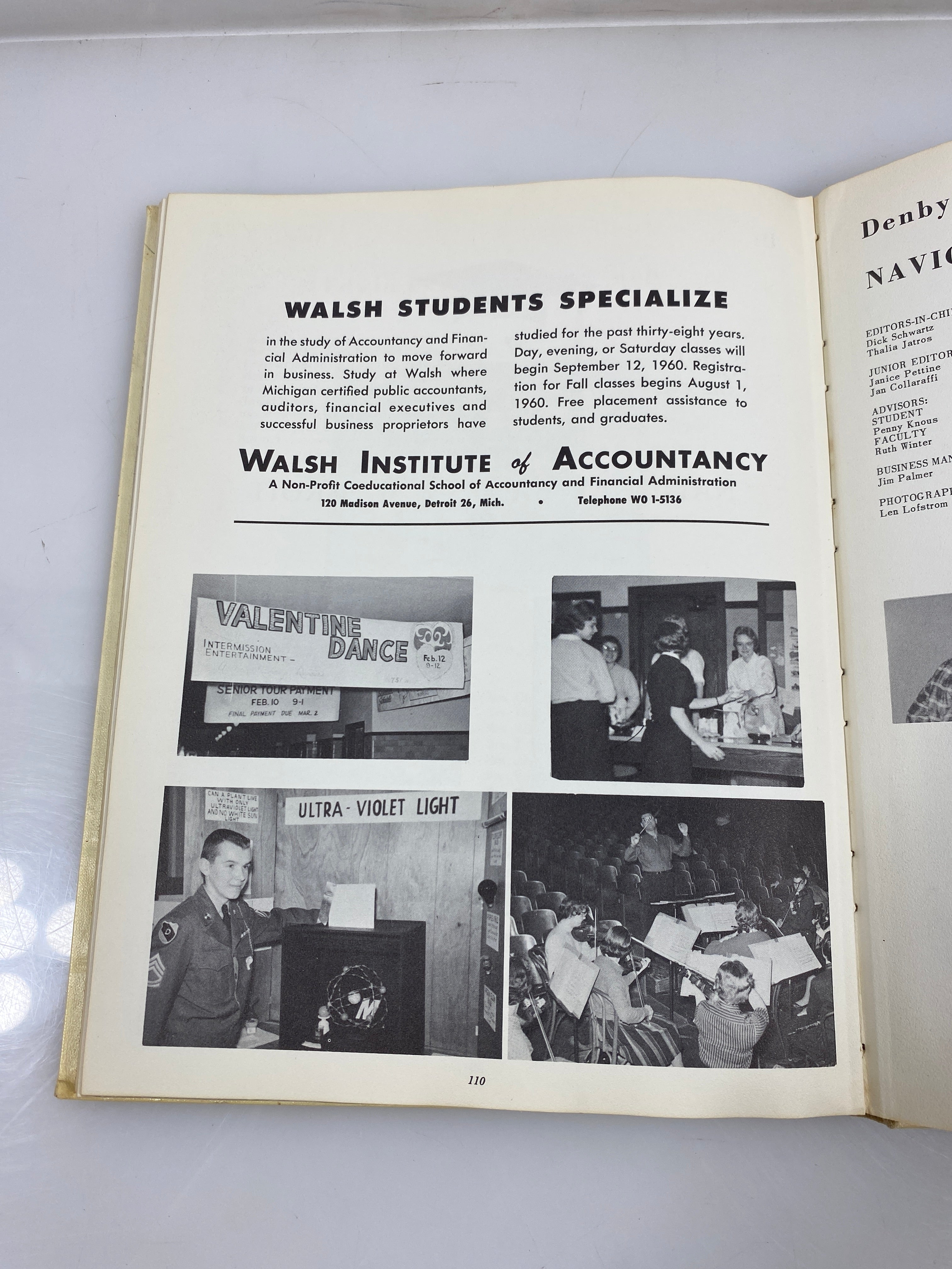 1960 "Navigator" Edwin Denby High School Yearbook Detroit MI HC