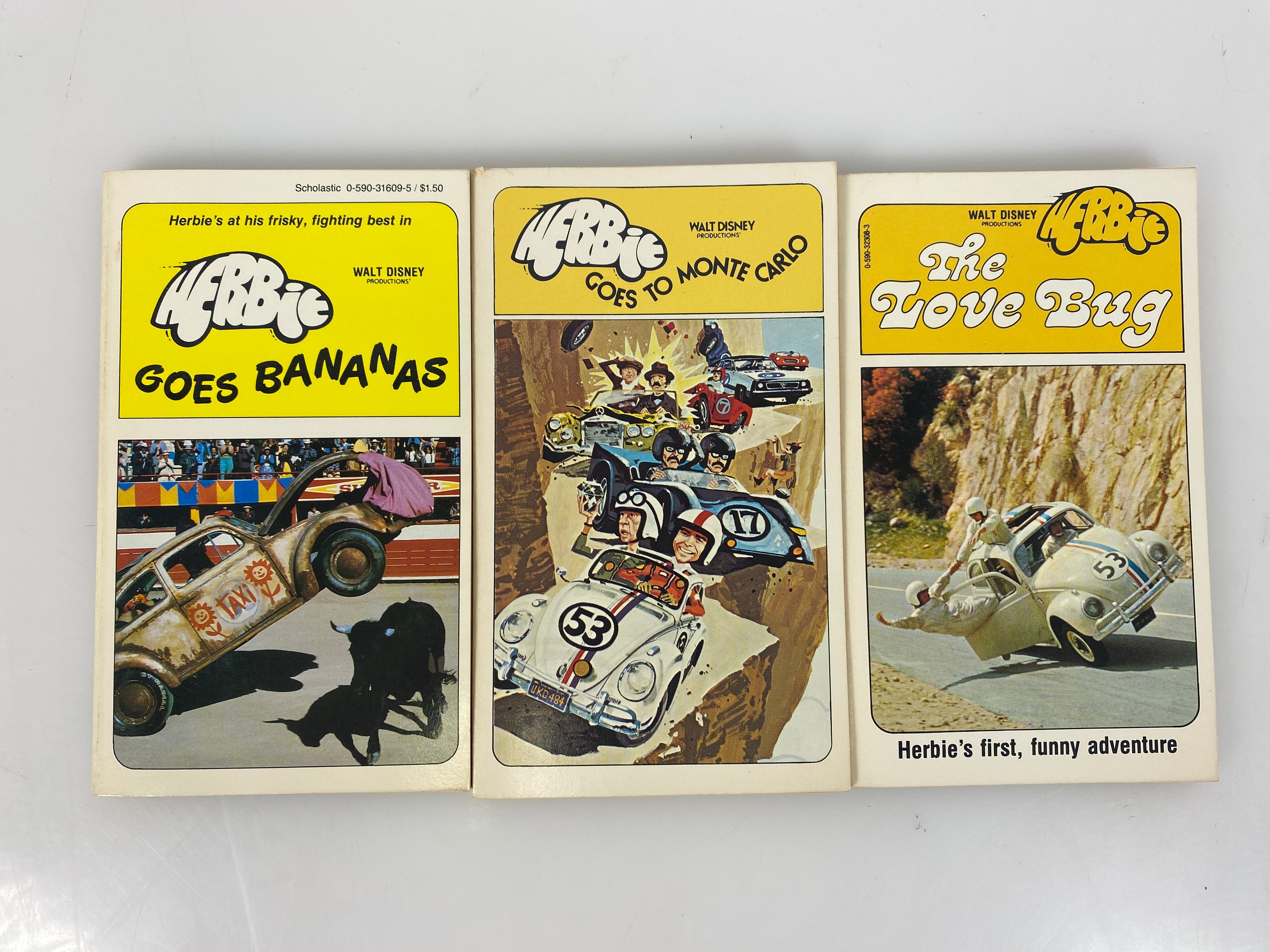 Lot of 3 Disney Herbie Love Bug paperback books 1969-1980