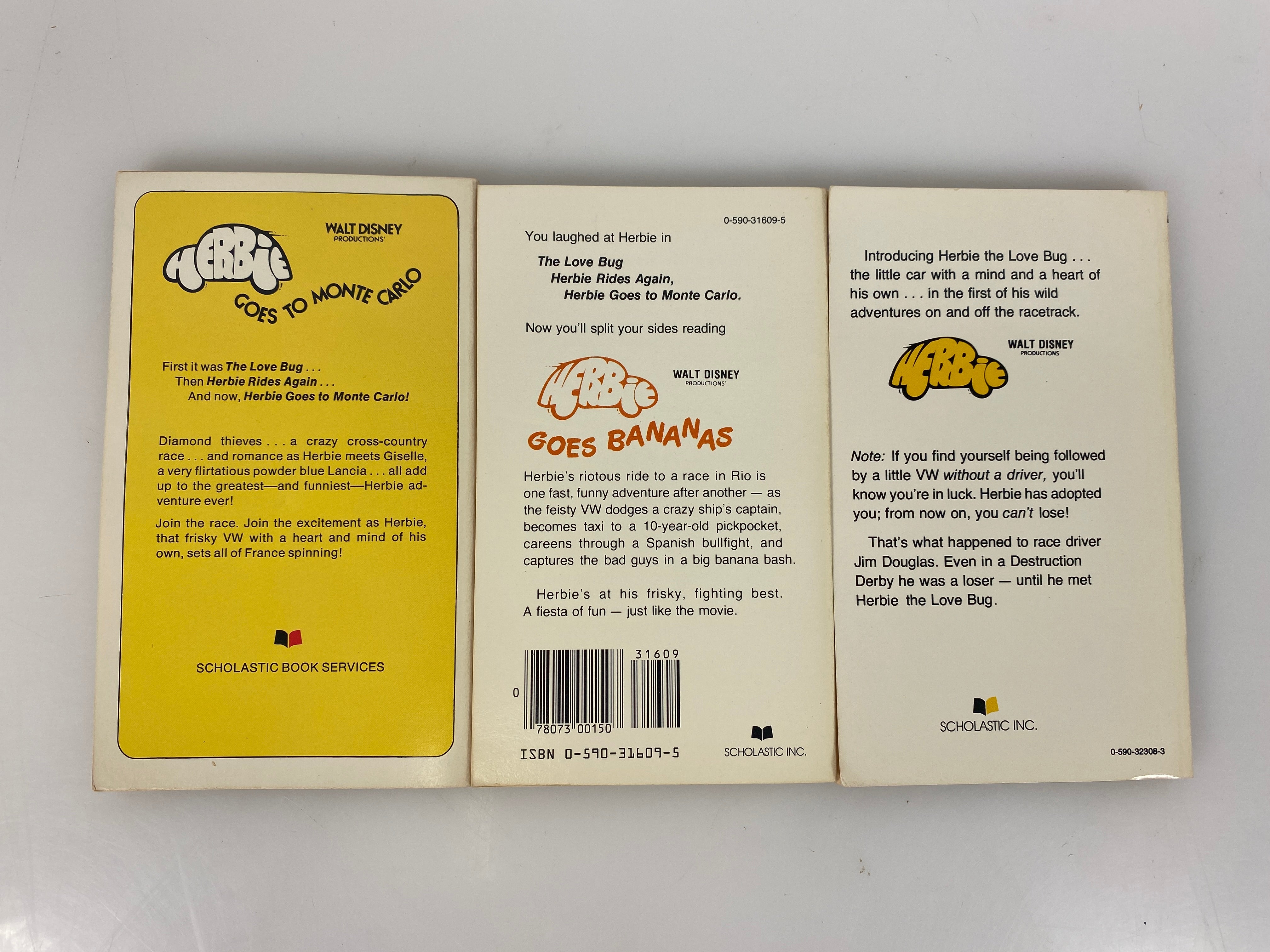 Lot of 3 Disney Herbie Love Bug paperback books 1969-1980