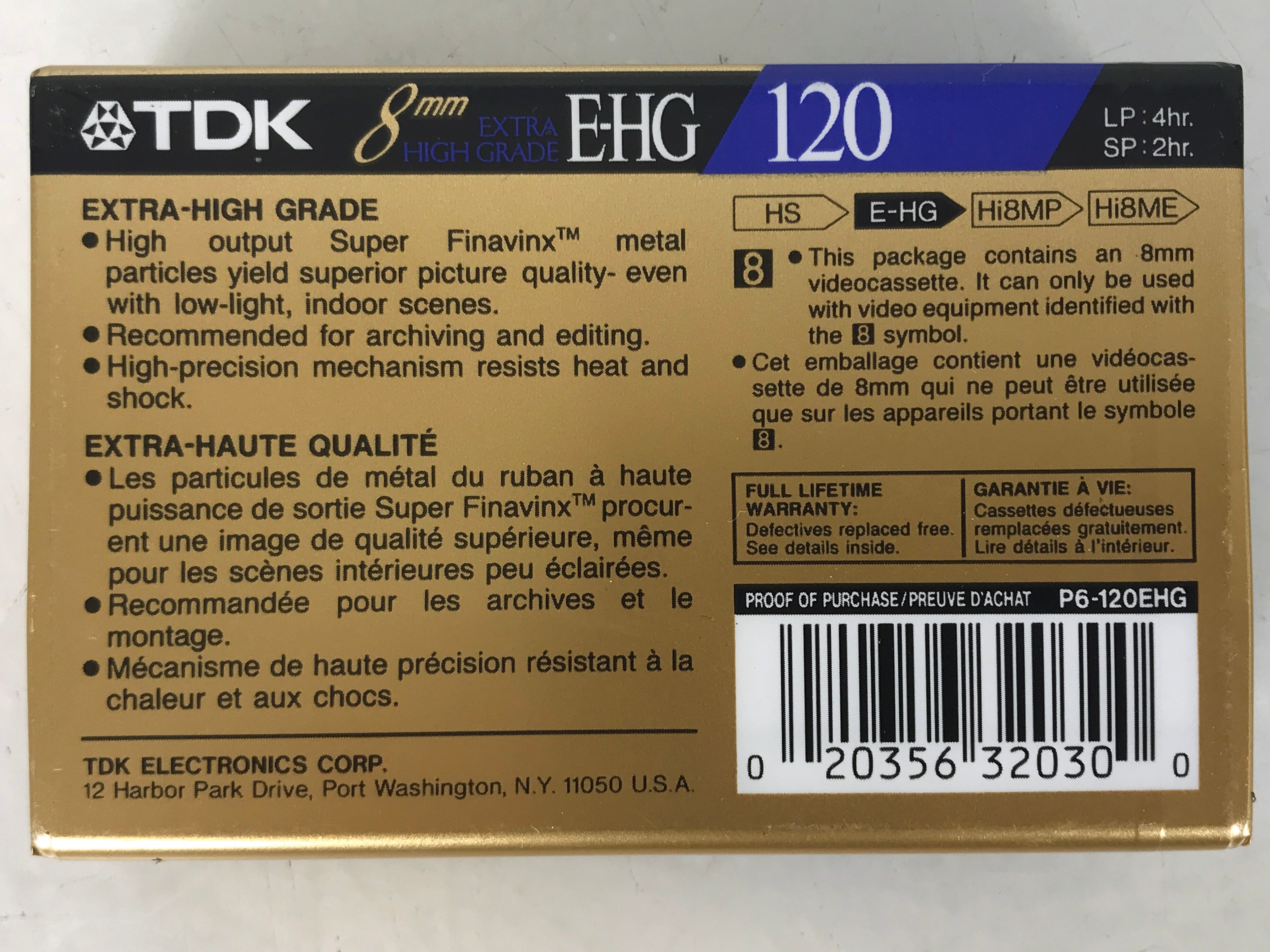 TDK 8mm E-HG120 Video Cassette