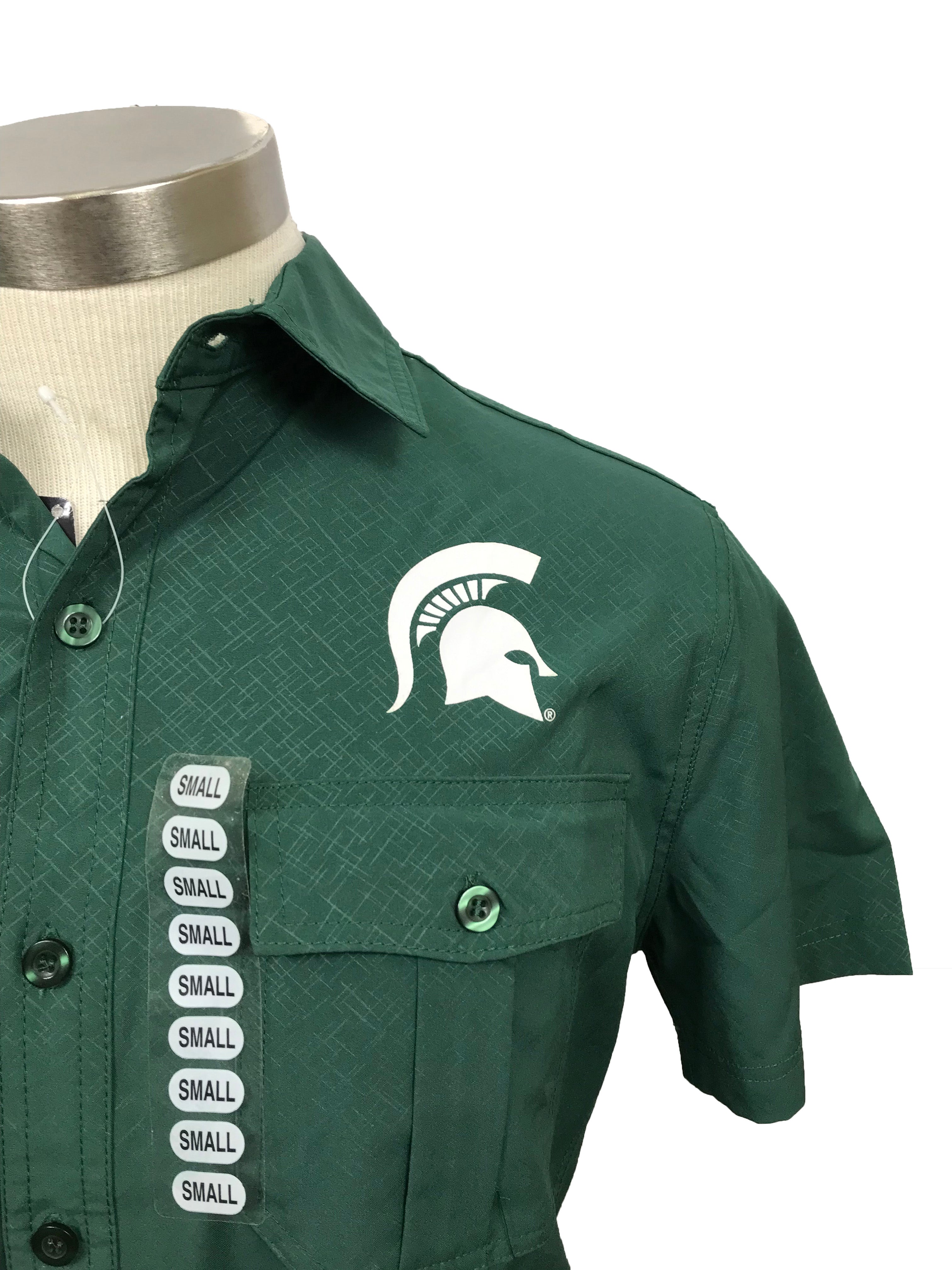 MSU Green Short-Sleeve Button-Down Shirt Men's Size Small