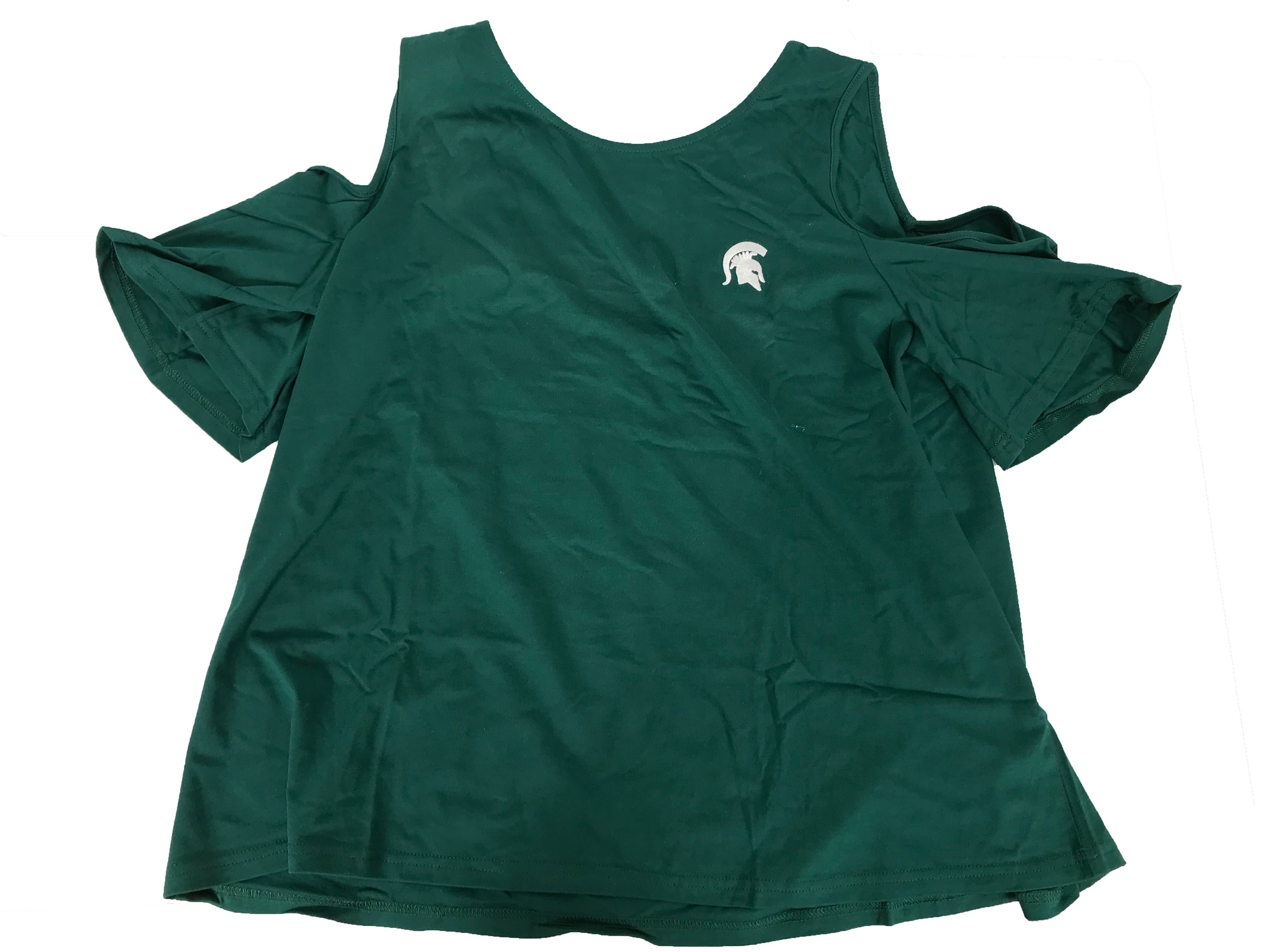 MSU Green Cutout Shoulder Shirt Women's Size Medium