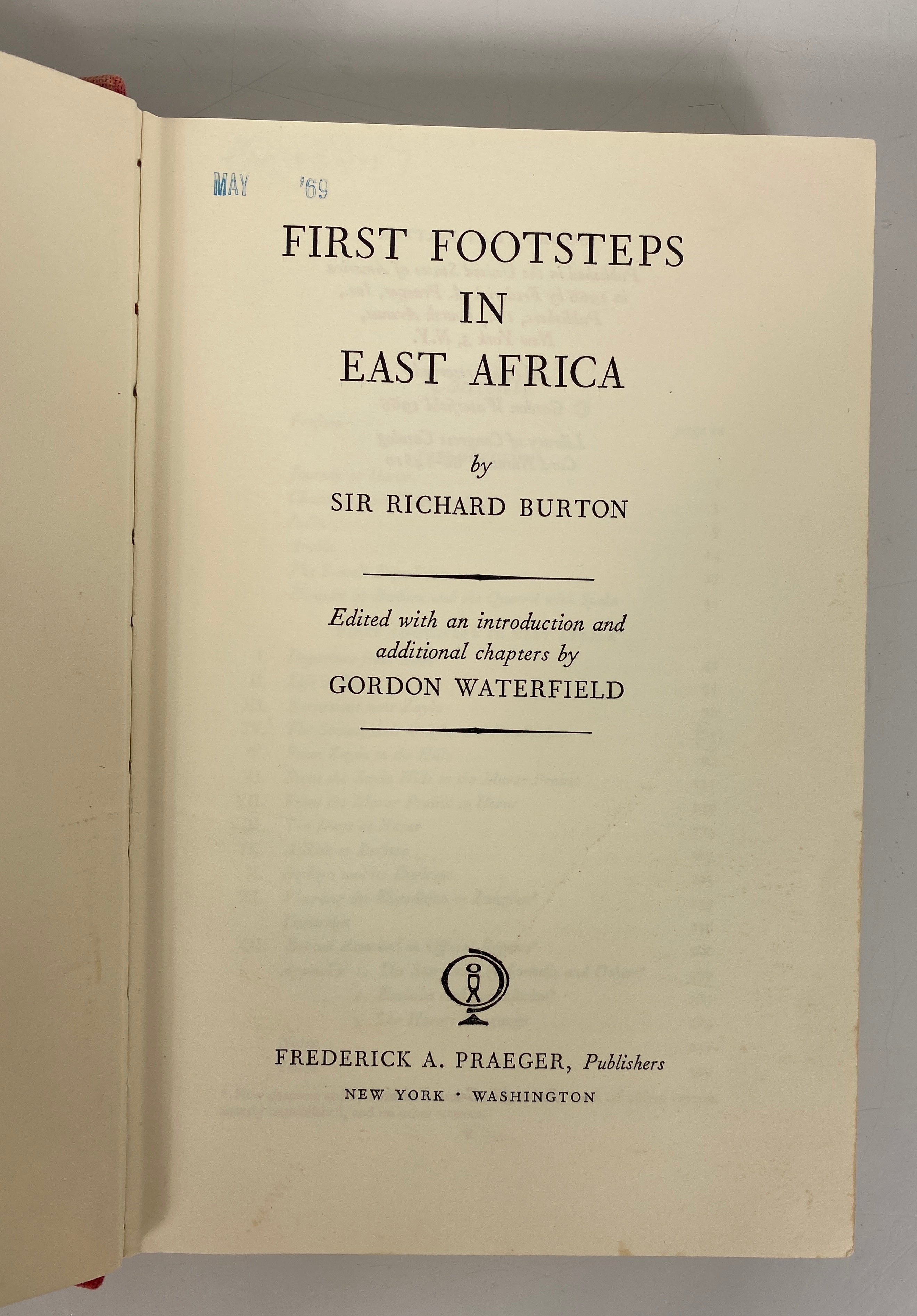 First Footsteps in East Africa Sir Richard Burton 1966 Ex-Library HC