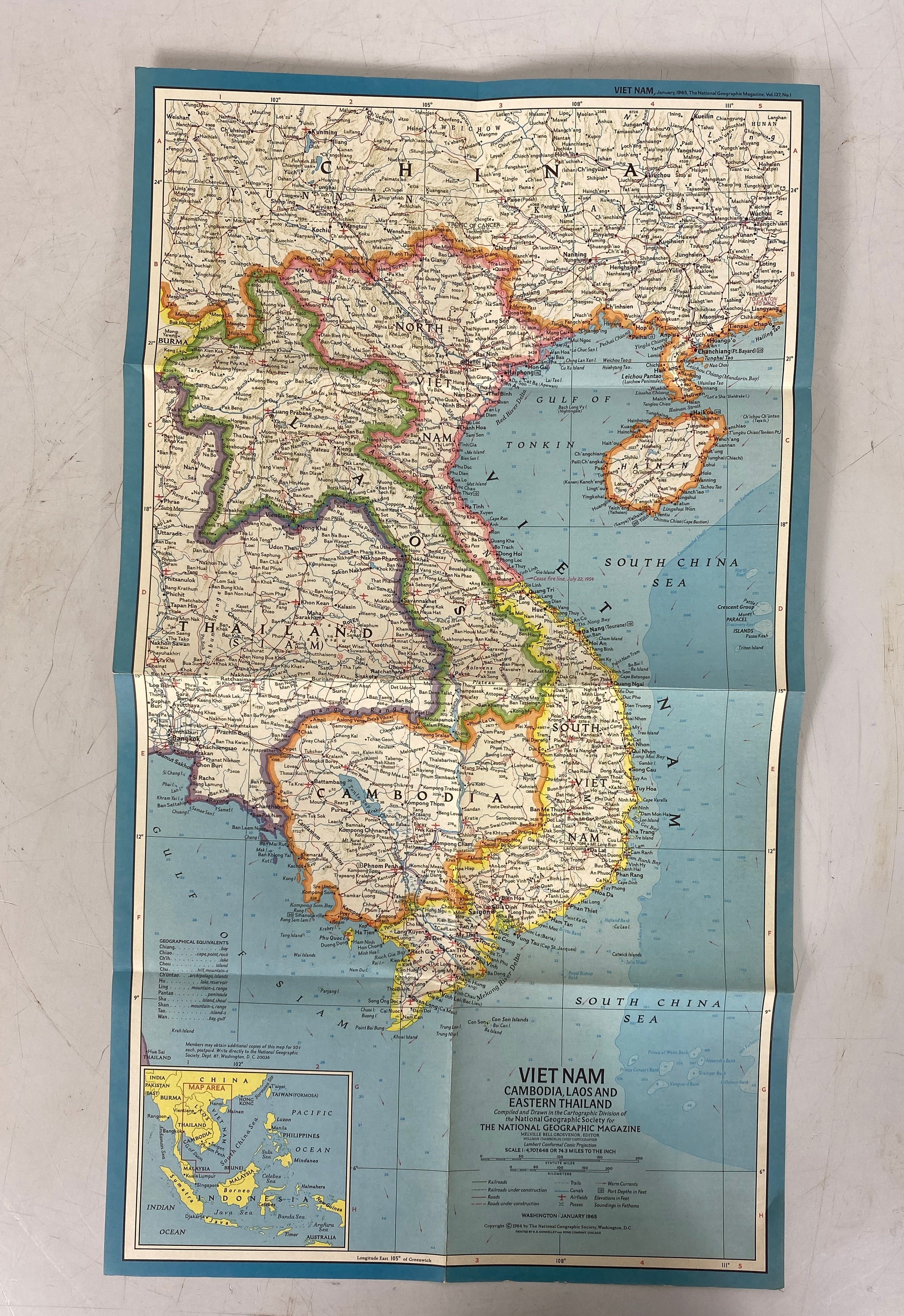 Lot of Vintage Maps of Southeast Asia/Vietnam National Geographic 1965-71