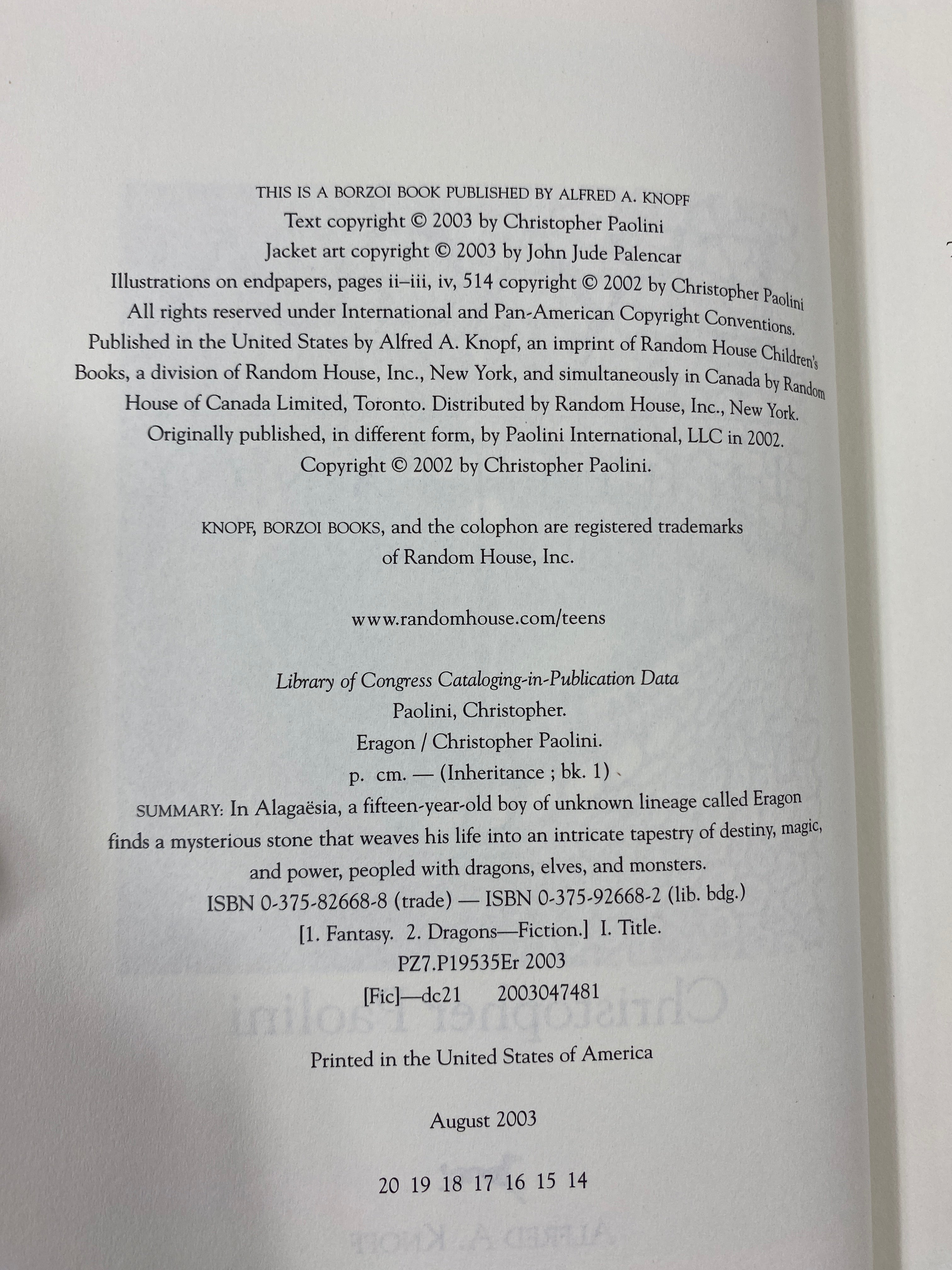 Set of 4: Eragon Christopher Paolini HC 2003-2011
