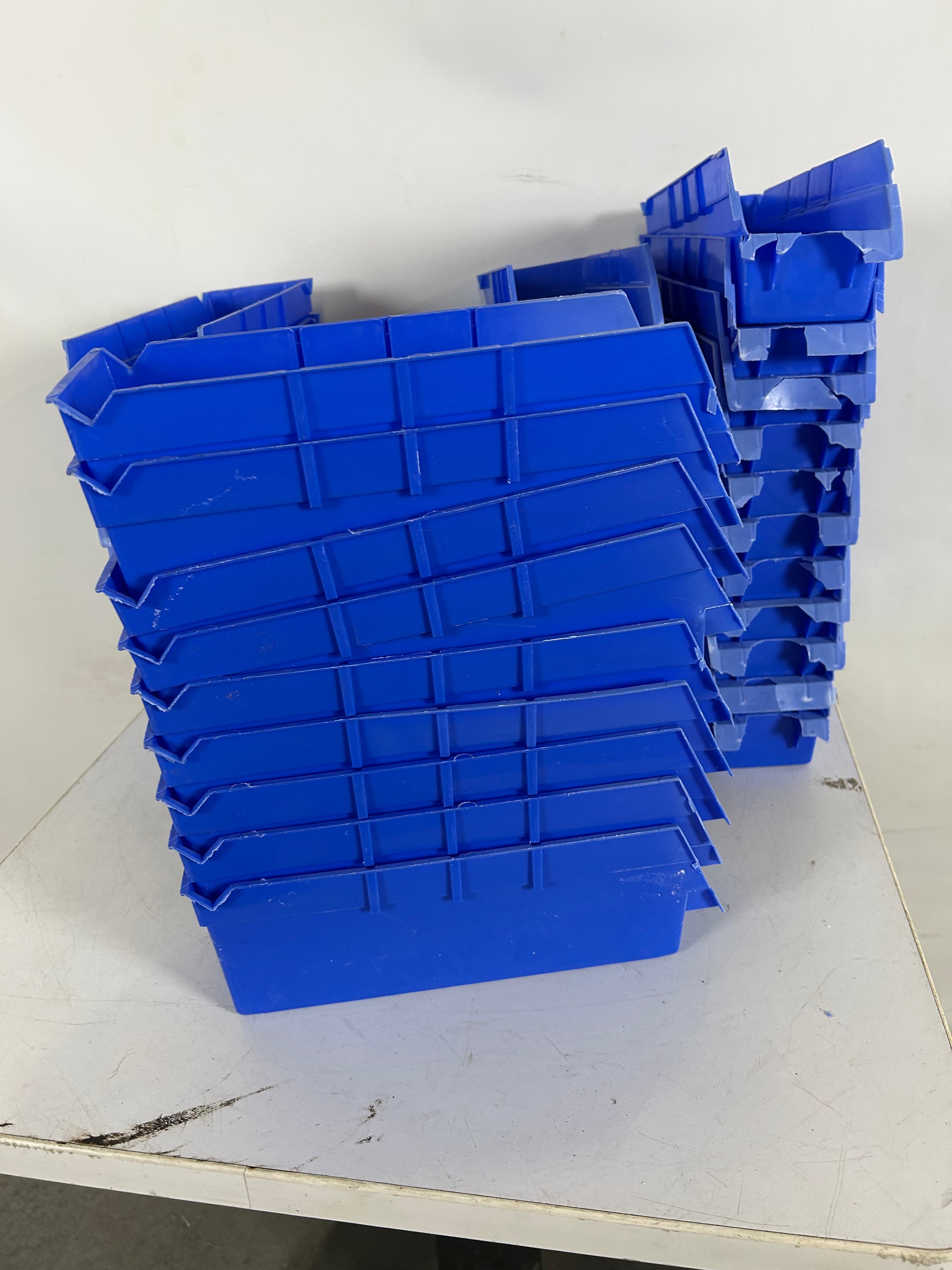 Lot of 39 Global Blue Stacking Parts Bins